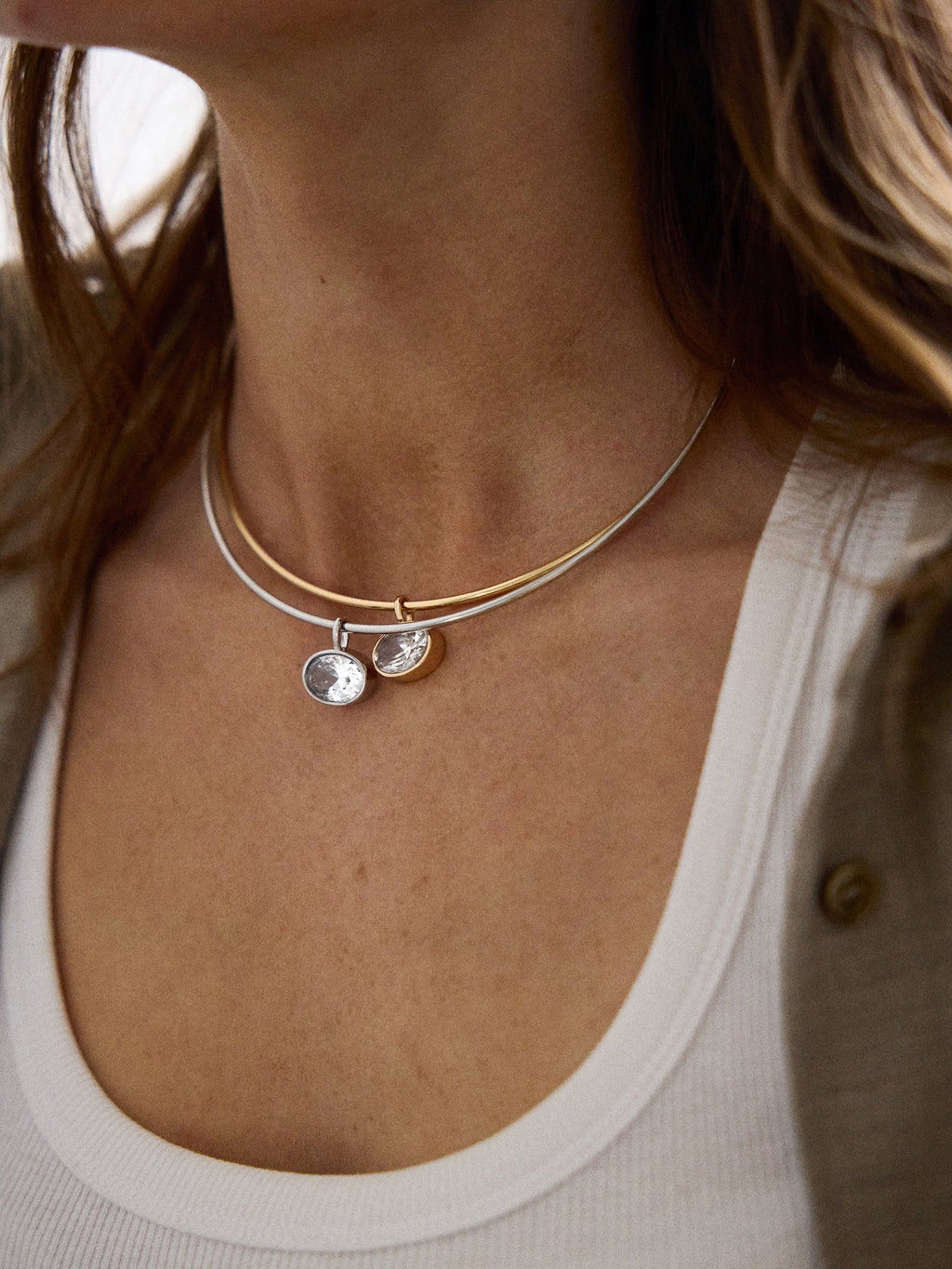 Lexi Crystal Collar Necklace - Silver