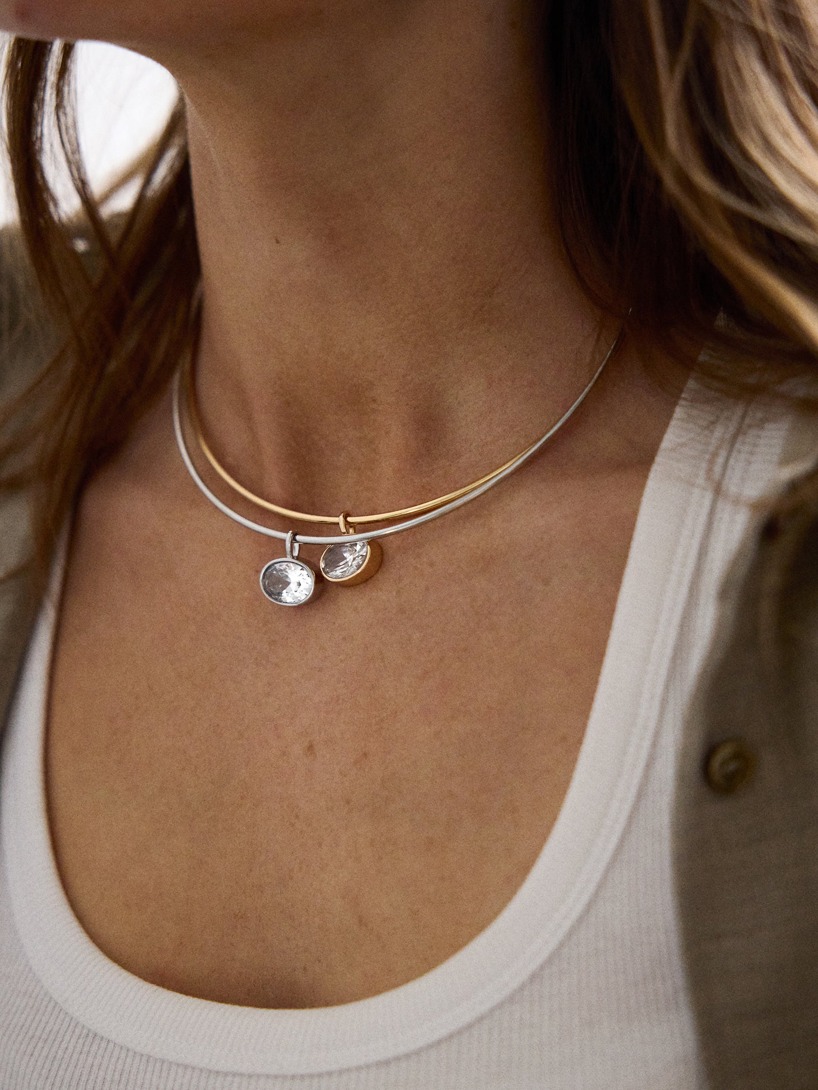 Lexi Crystal Collar Necklace - Silver