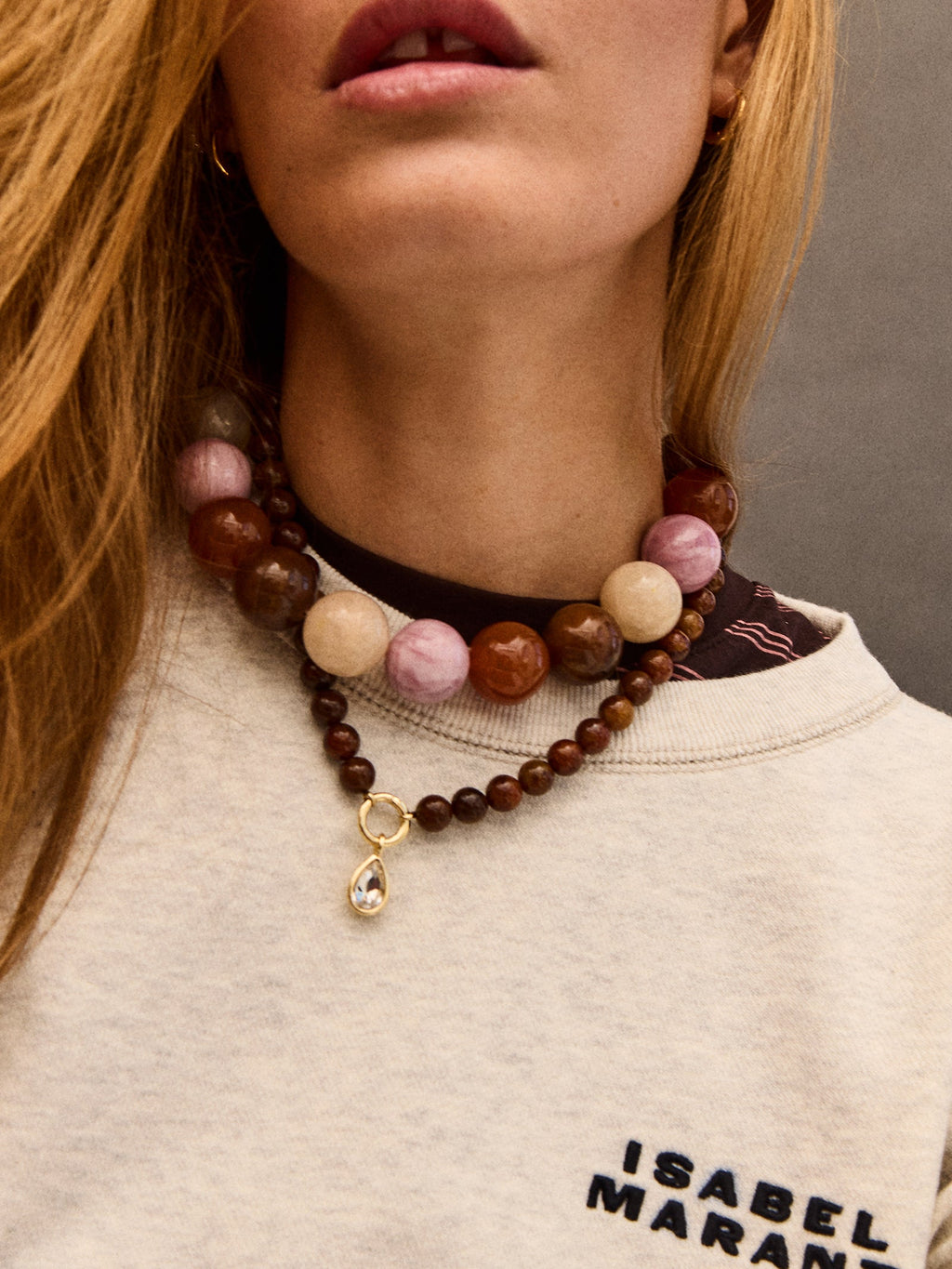 Jane Beaded Necklace - Brown Multi Bead