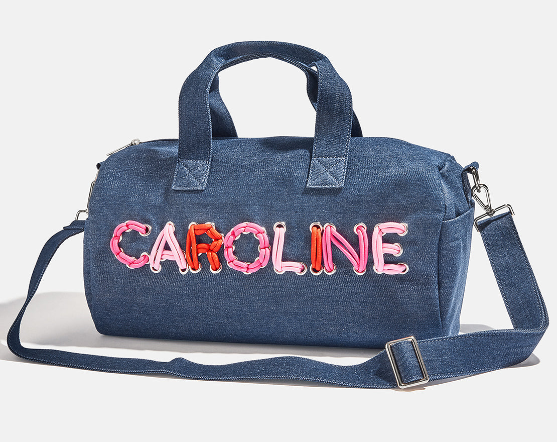 Thready to Go Kids' Custom Duffle - Dark Denim/Pink Multi