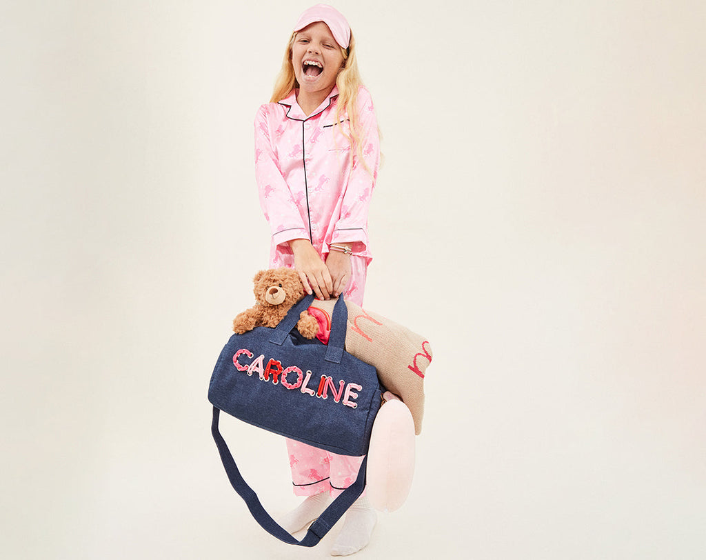 Thready to Go Kids' Custom Duffle - Dark Denim/Pink Multi