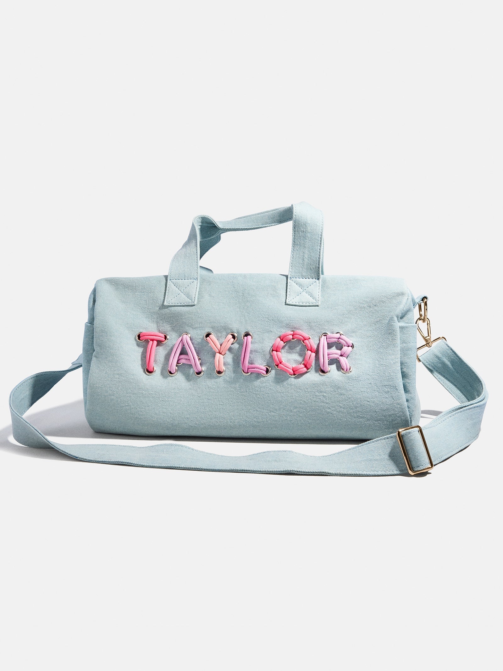 Thready to Go Kids’ Custom Duffle - Light Denim/Pink Multi