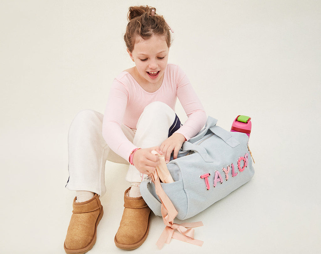 Thready to Go Kids’ Custom Duffle - Light Denim/Pink Multi