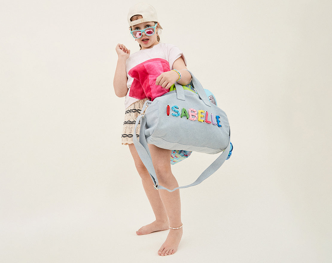 Thready to Go Kids’ Custom Duffle - Light Denim/Multi