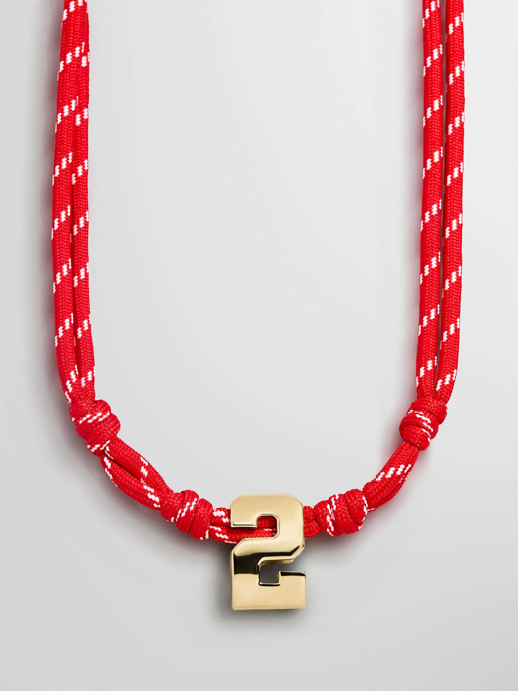 Knotty Varsity Custom Necklace - Cherry Red Single Digit