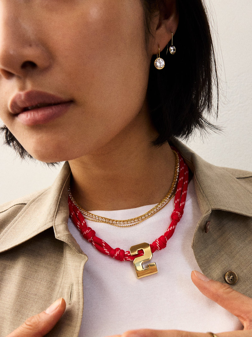 Knotty Varsity Custom Necklace - Cherry Red Single Digit