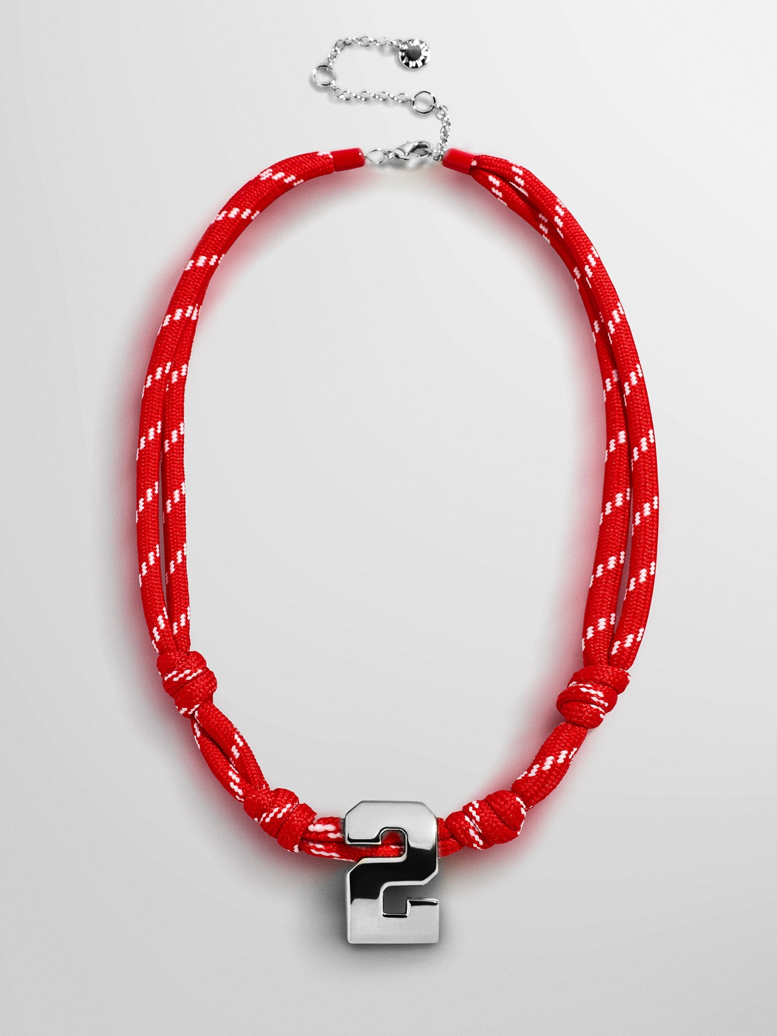 Knotty Varsity Custom Necklace - Cherry Red Single Digit