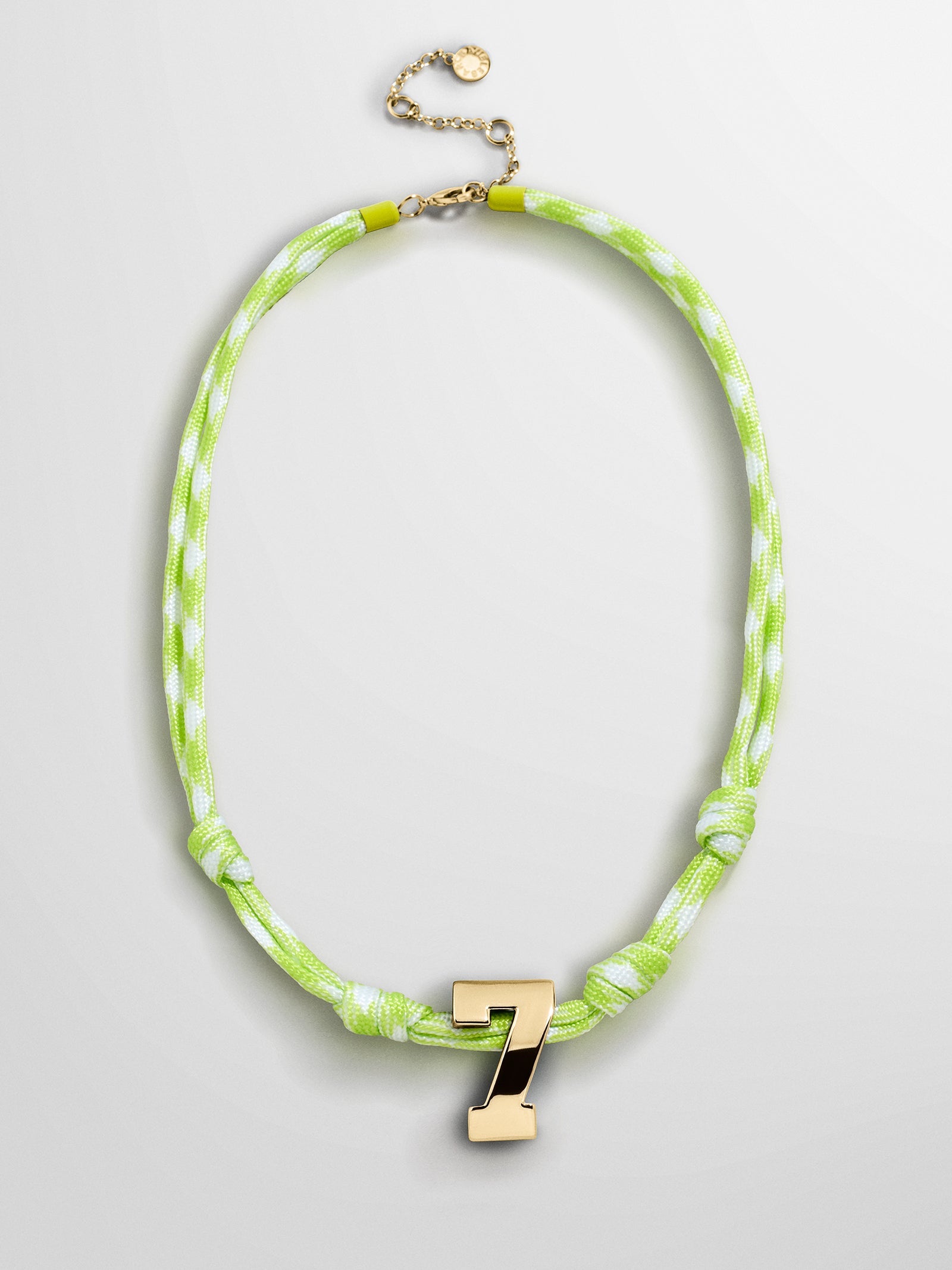 Knotty Varsity Custom Necklace - Lime Green Single Digit
