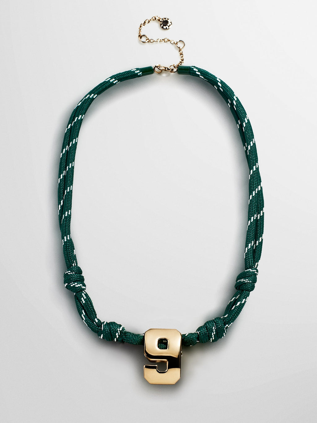 Knotty Varsity Custom Necklace - Dark Green Single Digit