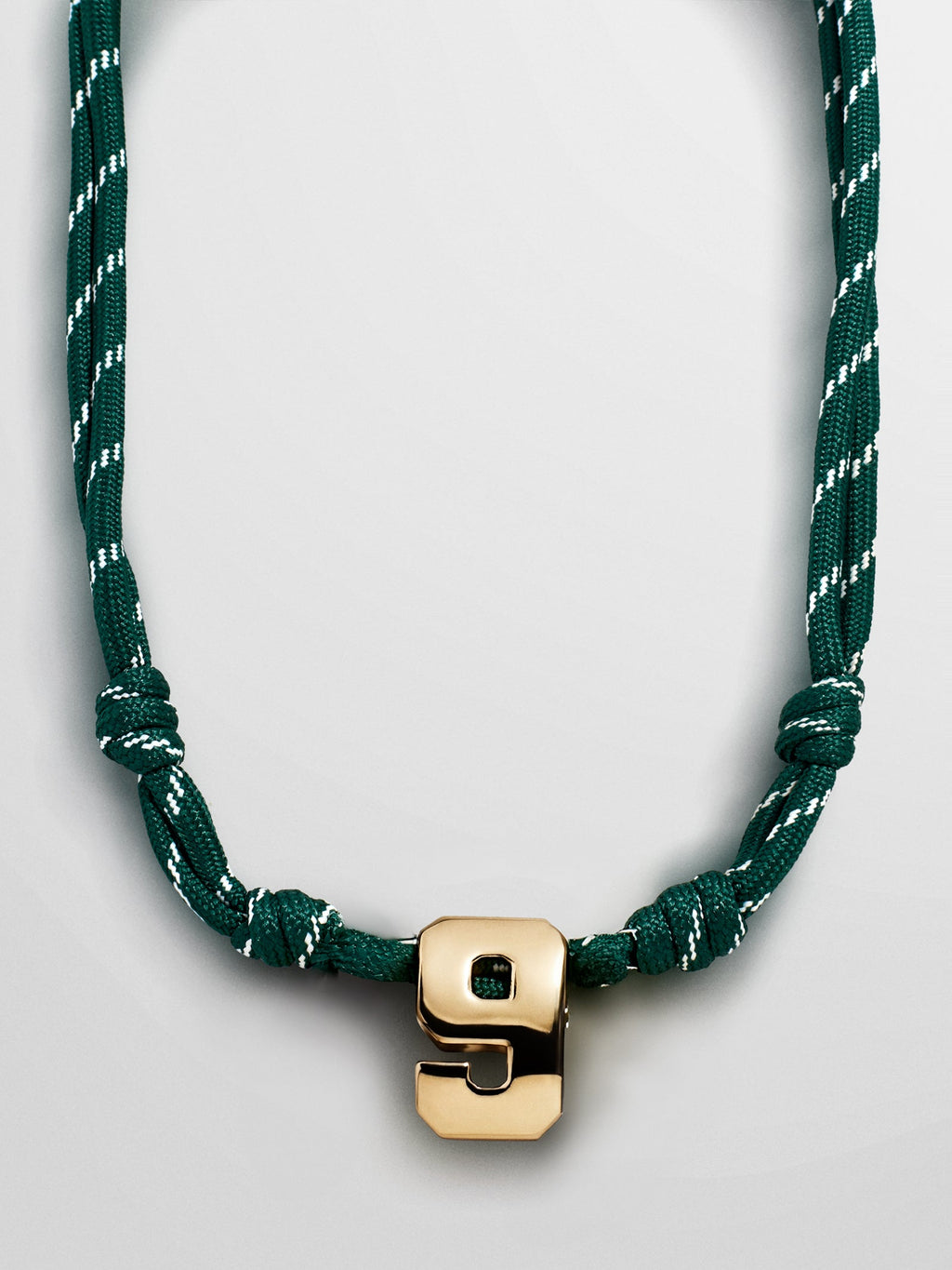 Knotty Varsity Custom Necklace - Dark Green Single Digit