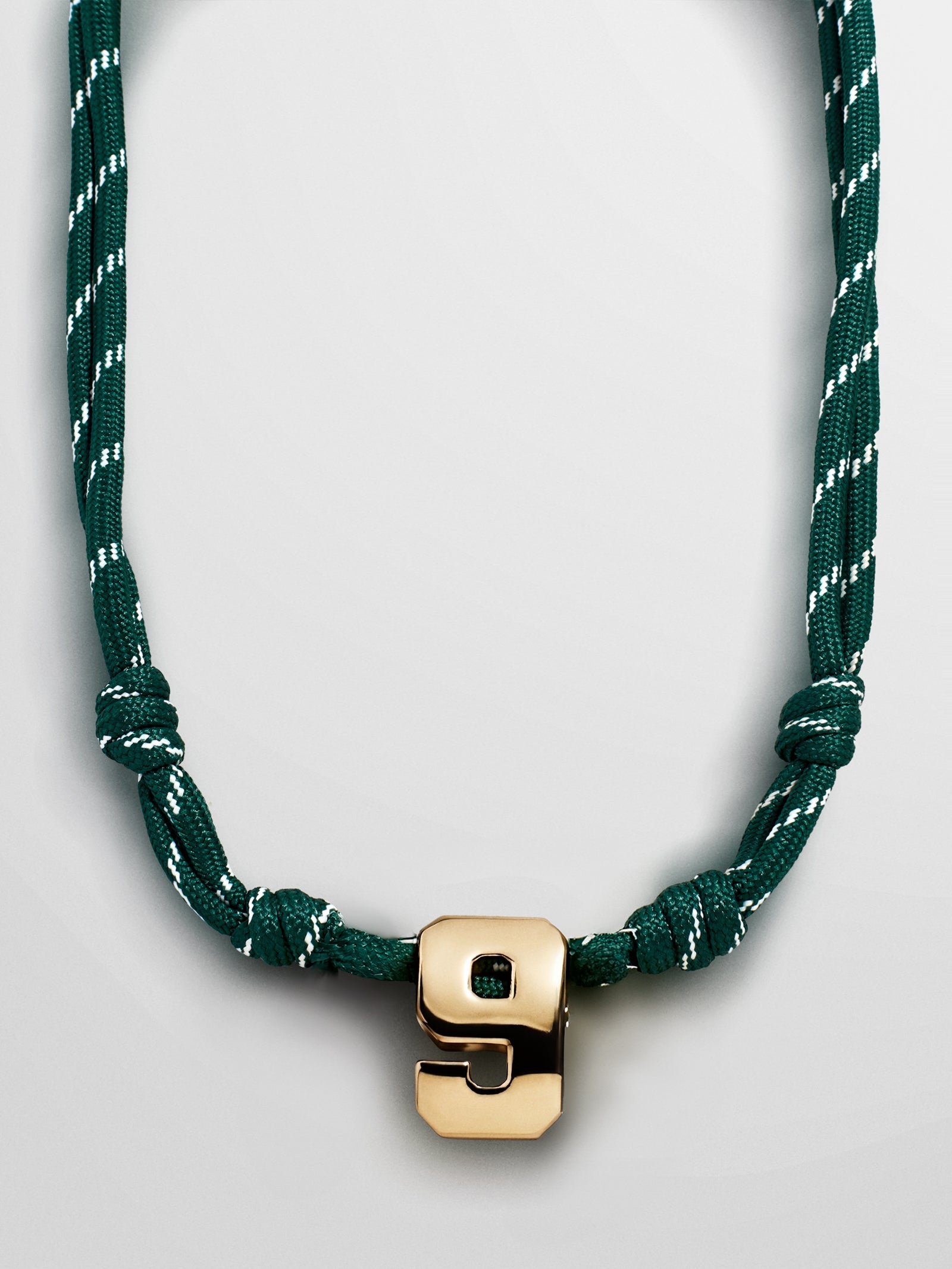 Knotty Varsity Custom Necklace - Dark Green Single Digit