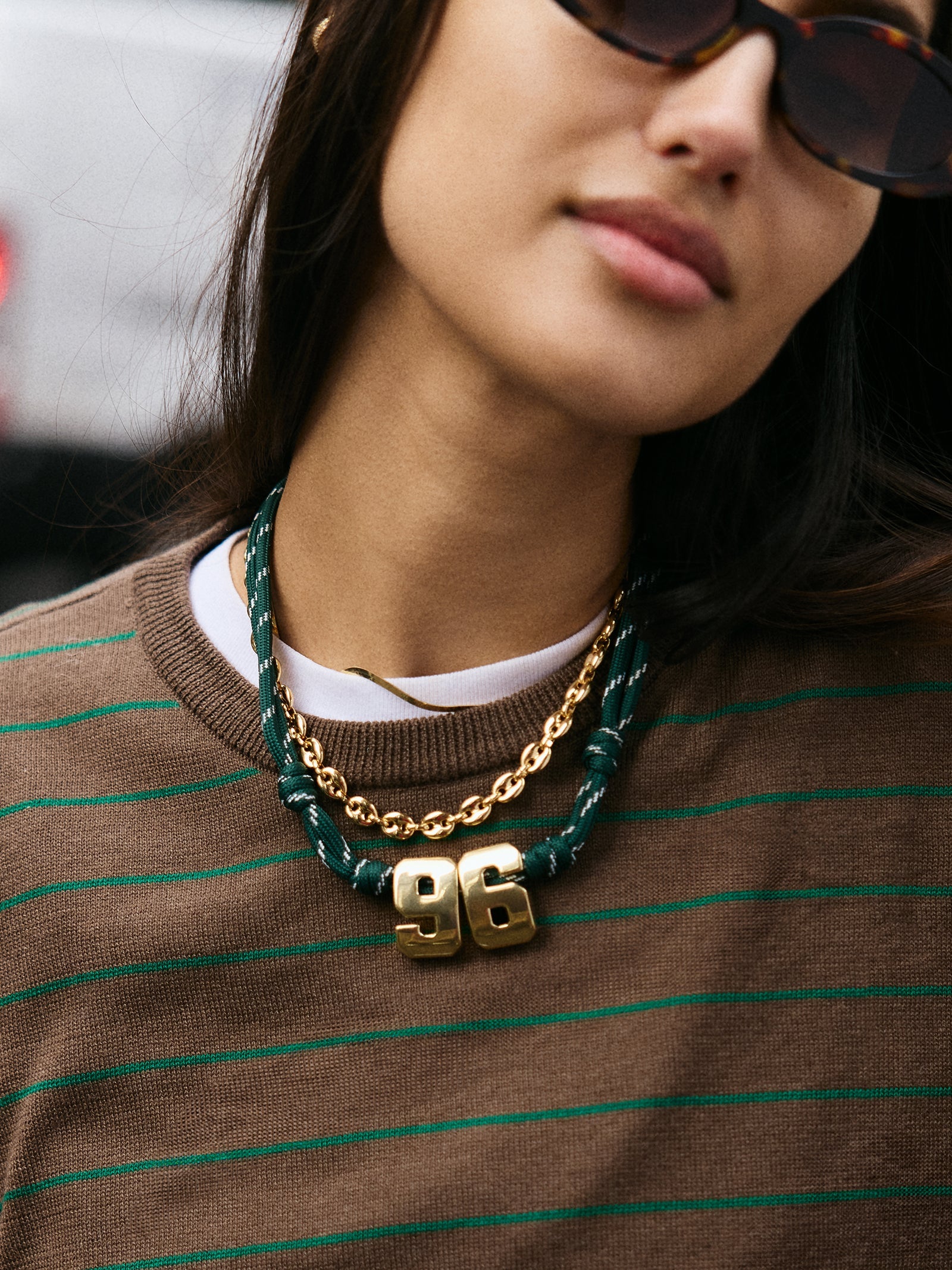 Knotty Varsity Custom Necklace - Dark Green Double Digit