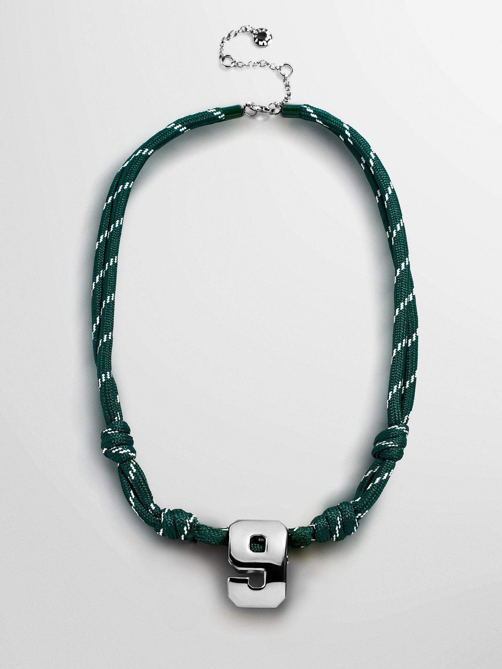 Knotty Varsity Custom Necklace - Dark Green Single Digit