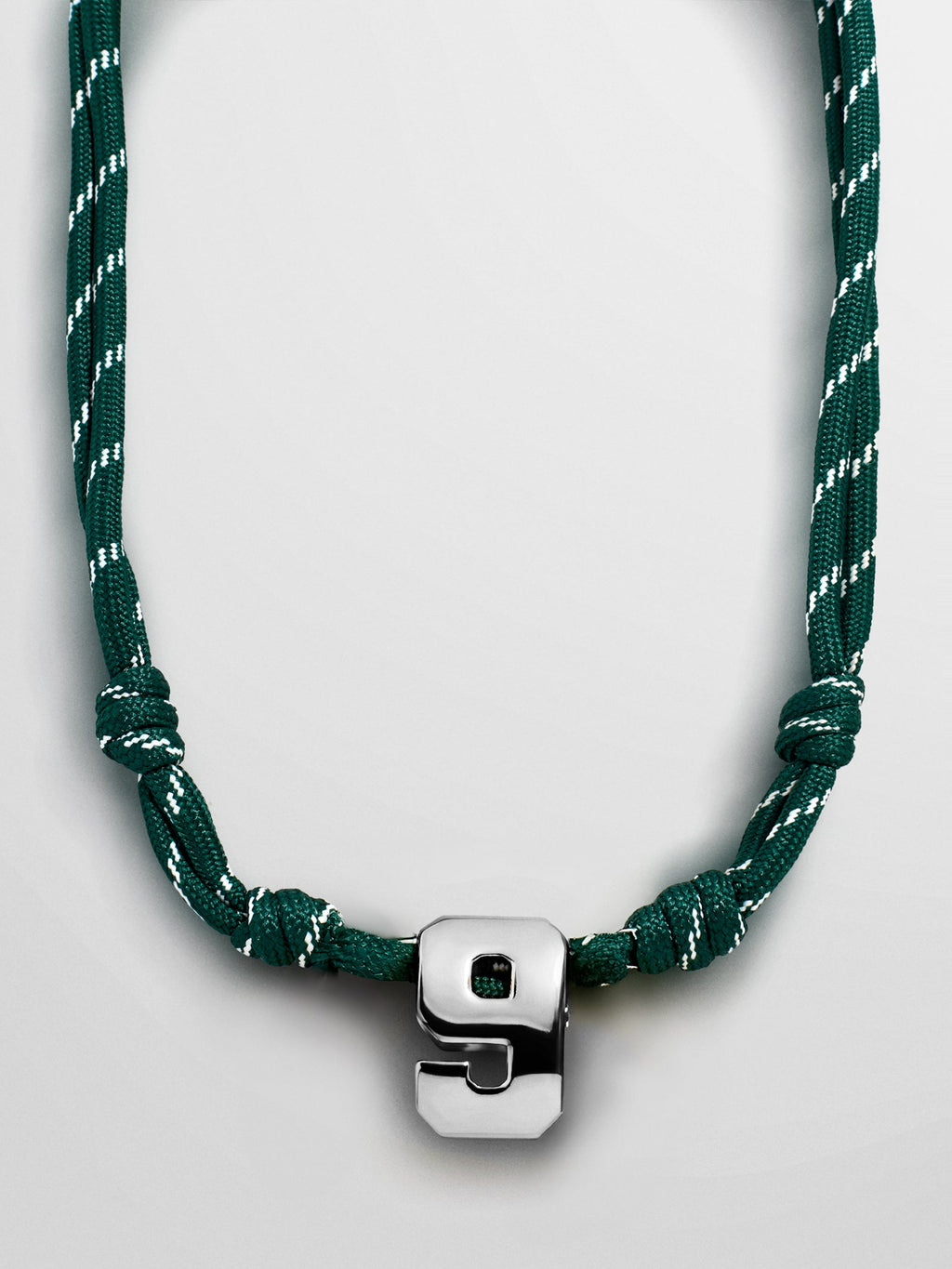 Knotty Varsity Custom Necklace - Dark Green Single Digit