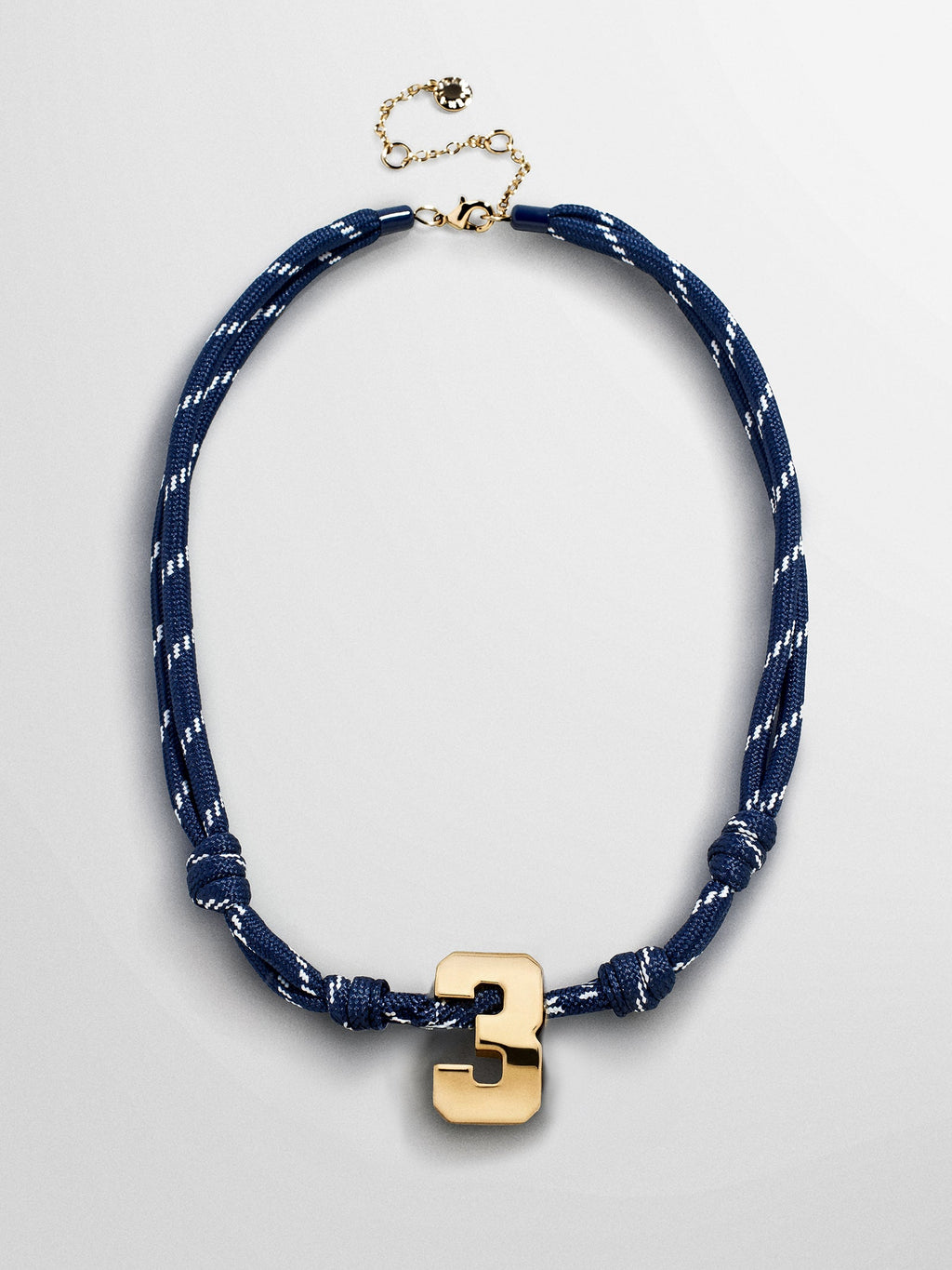 Knotty Varsity Custom Necklace - Navy Single Digit