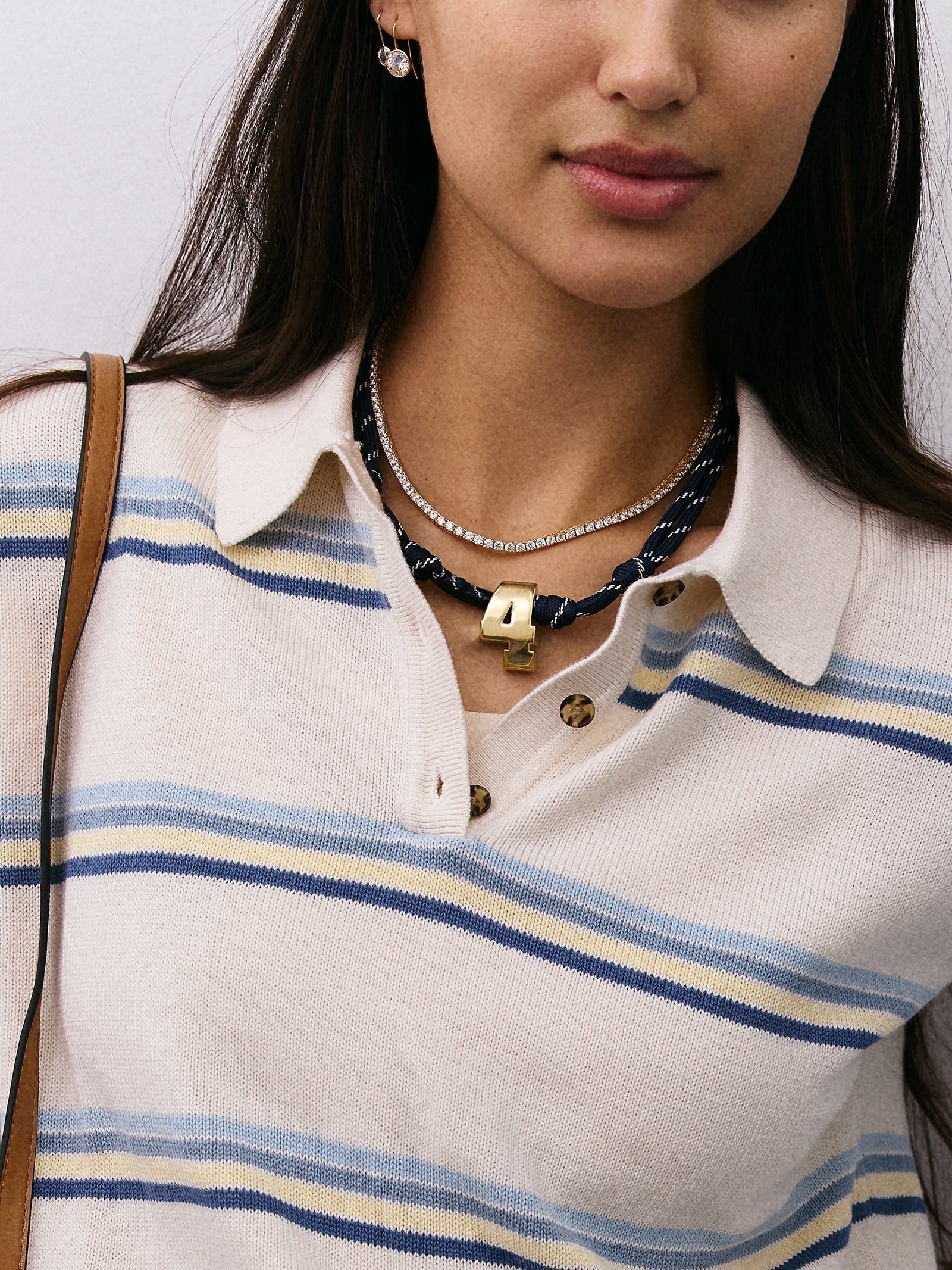 Knotty Varsity Custom Necklace - Navy Double Digit