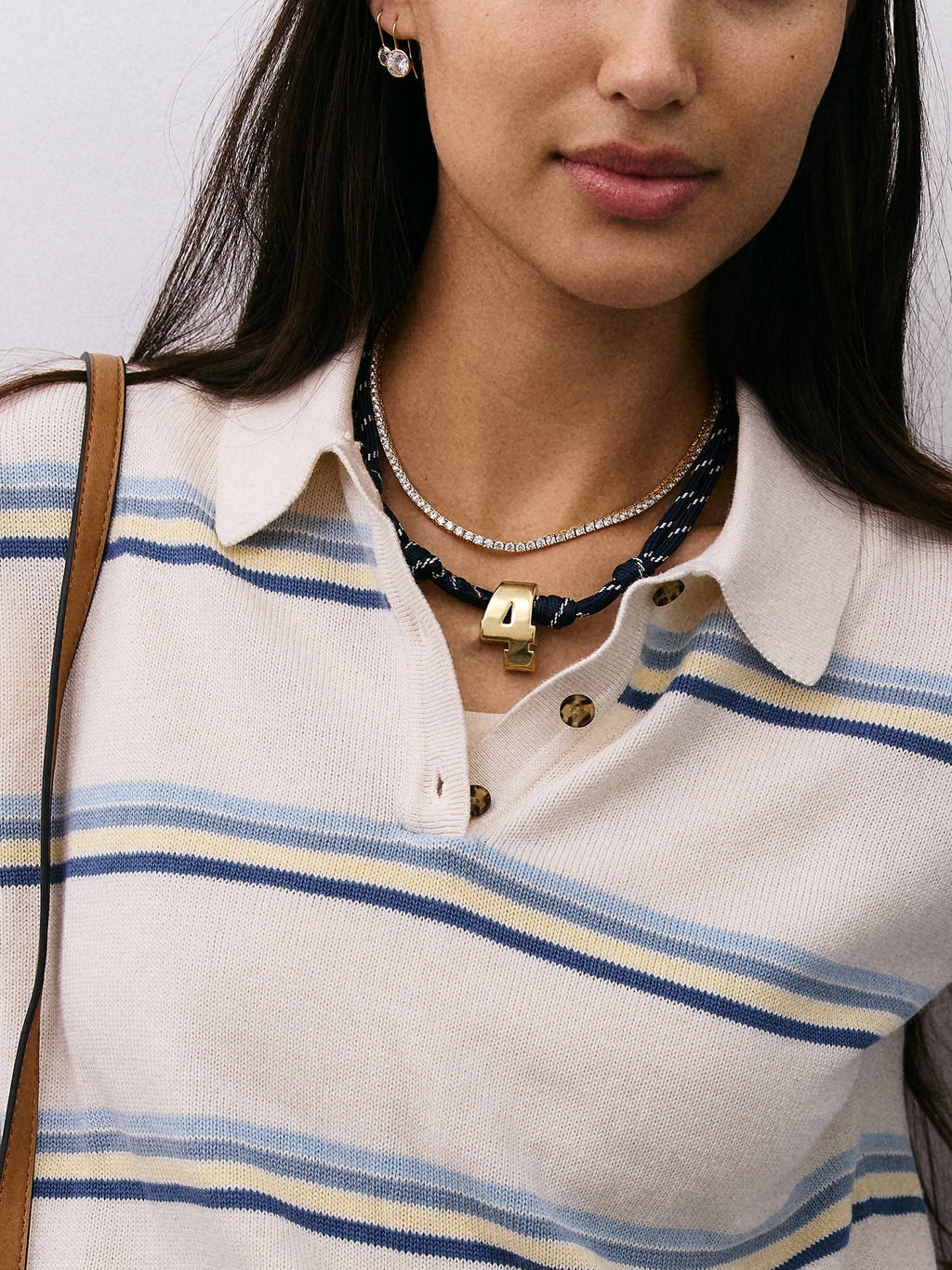 Knotty Varsity Custom Necklace - Navy Single Digit