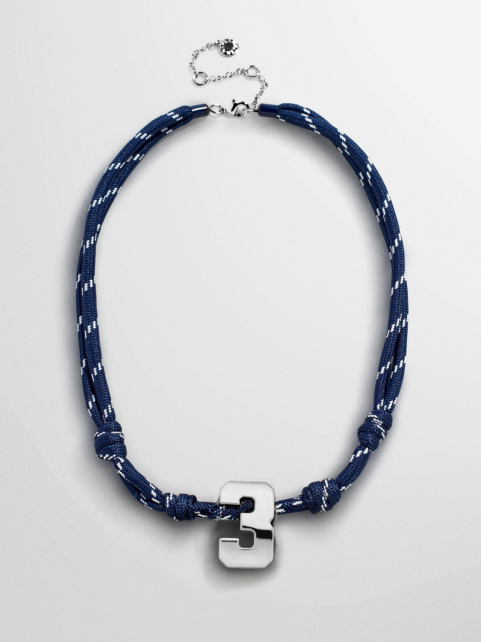 Knotty Varsity Custom Necklace - Navy Single Digit