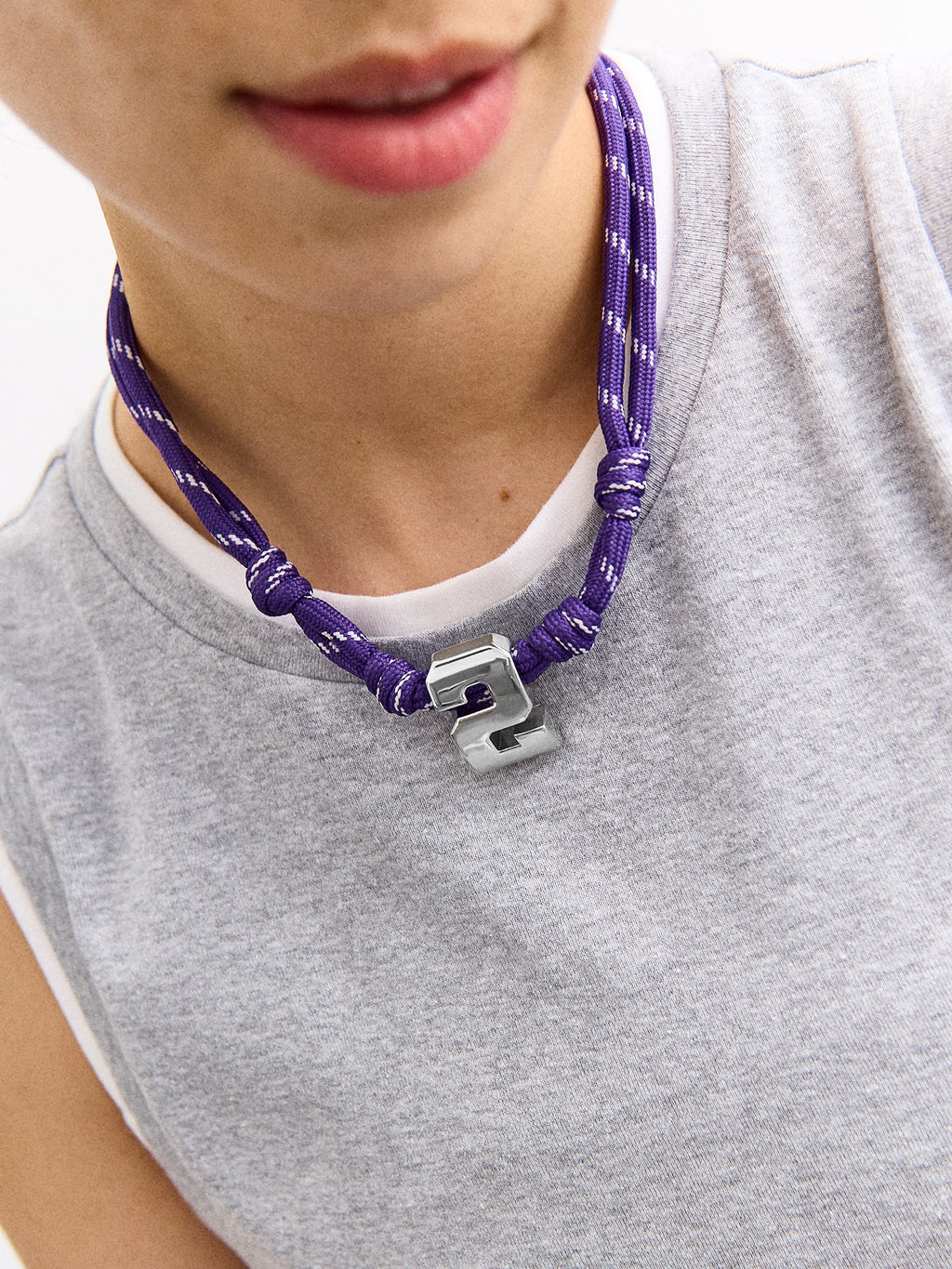 Knotty Varsity Custom Necklace - Purple Single Digit