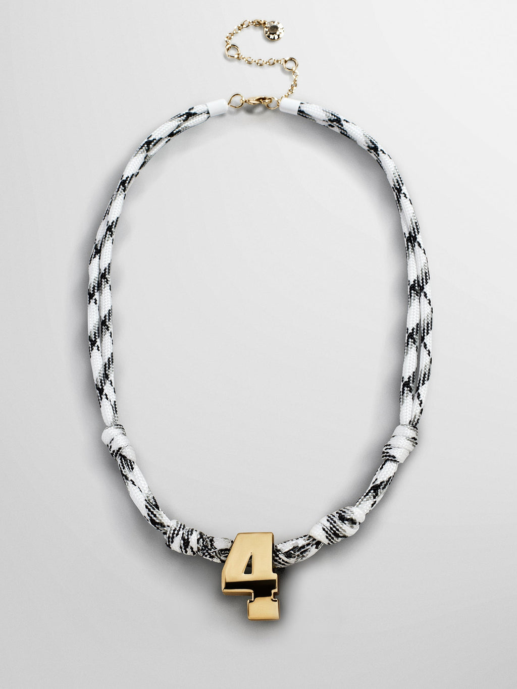 Knotty Varsity Custom Necklace - White/Onyx Single Digit