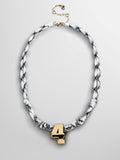 Knotty Varsity Custom Necklace - White/Onyx Single Digit