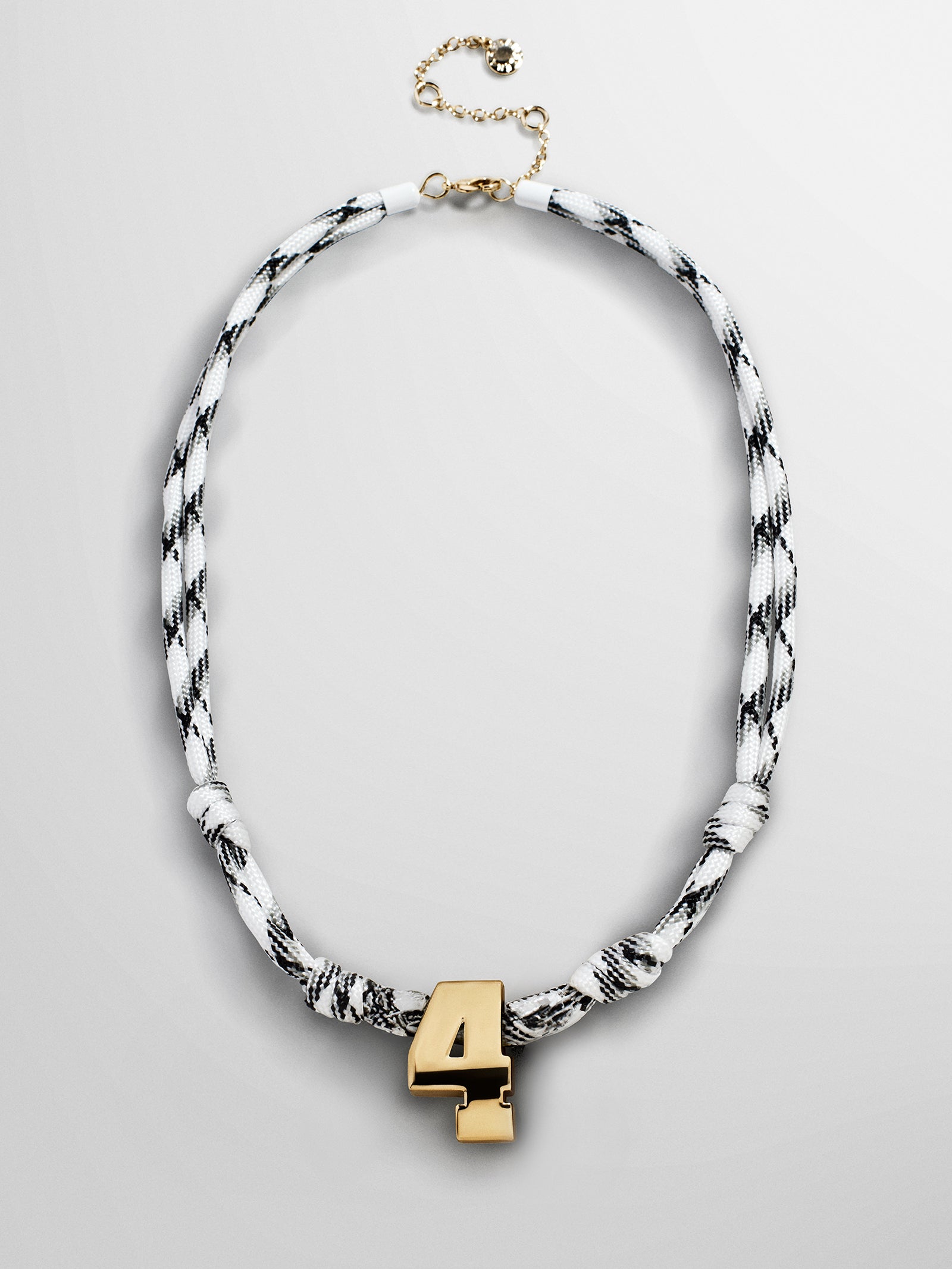Knotty Varsity Custom Necklace - White/Onyx Single Digit