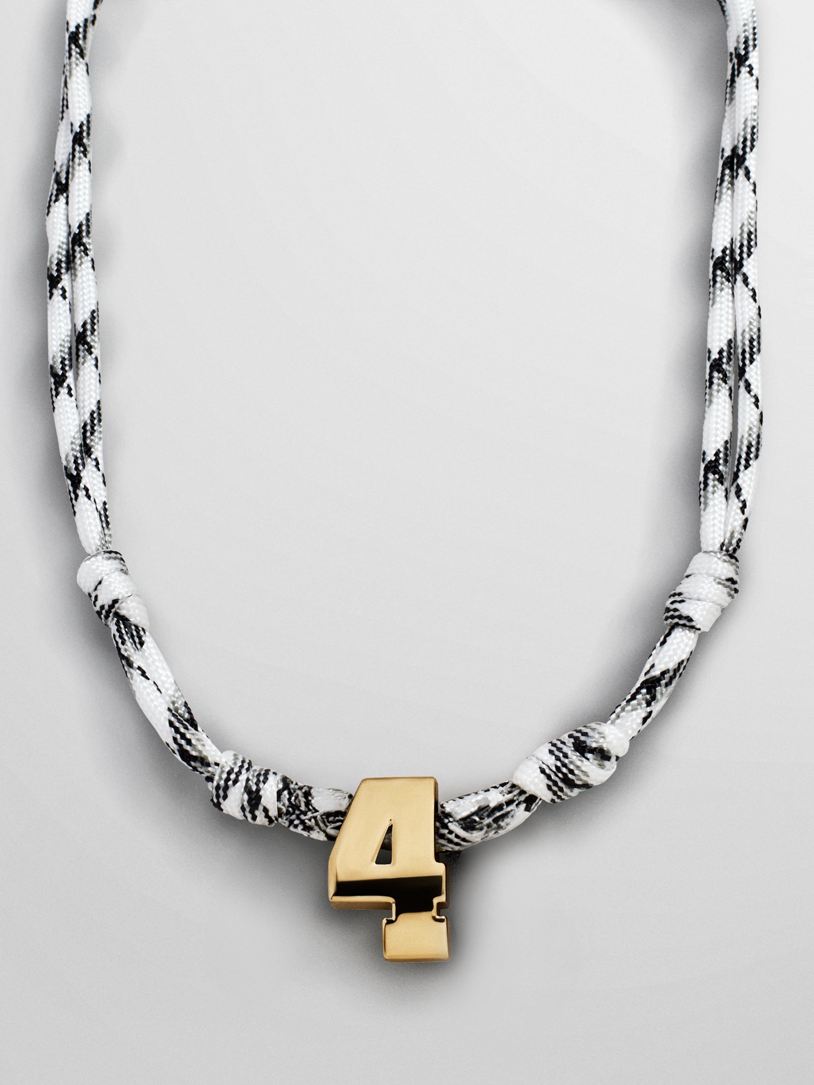 Knotty Varsity Custom Necklace - White/Onyx Single Digit