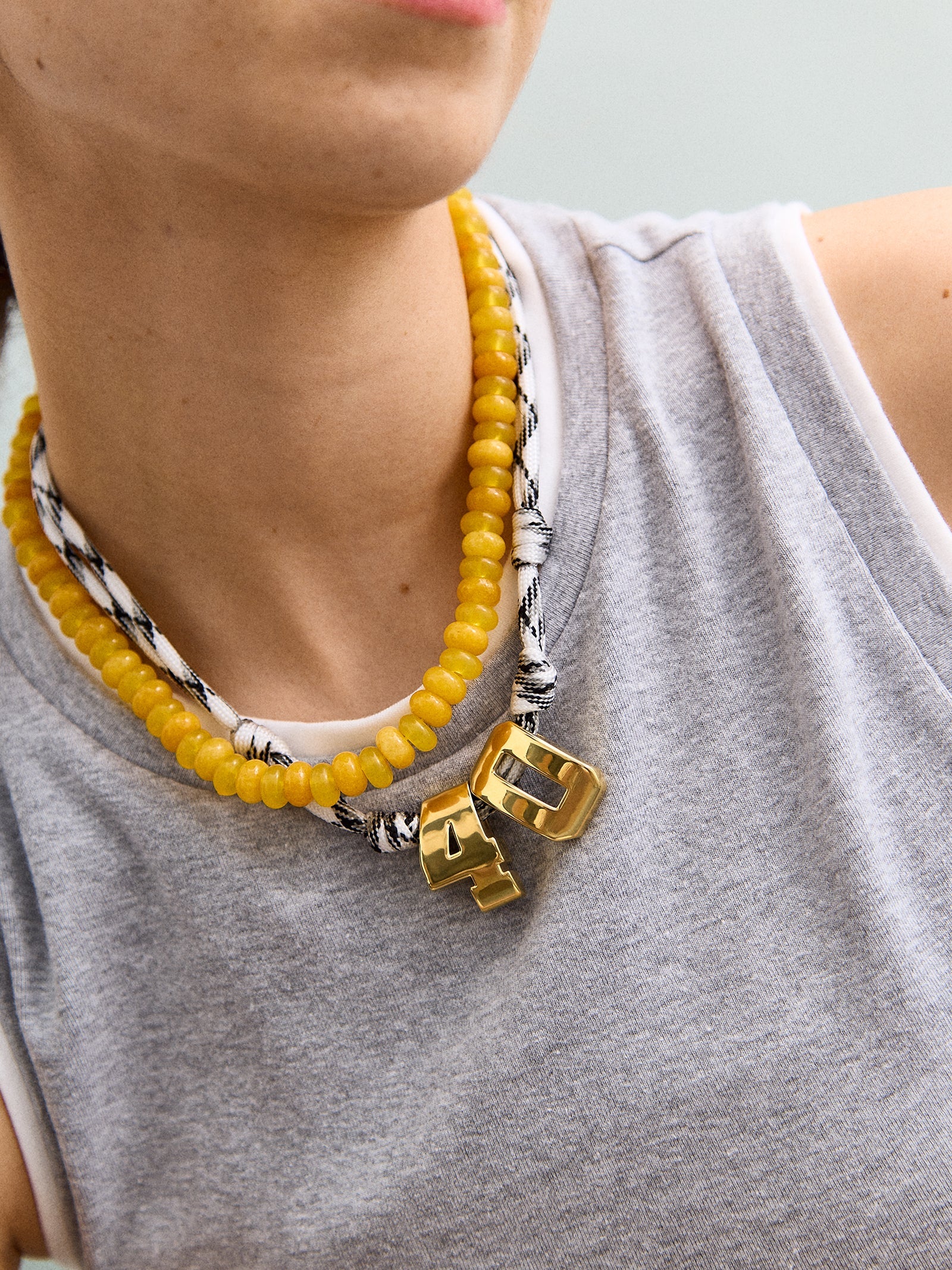 Knotty Varsity Custom Necklace - White/Onyx Double Digit
