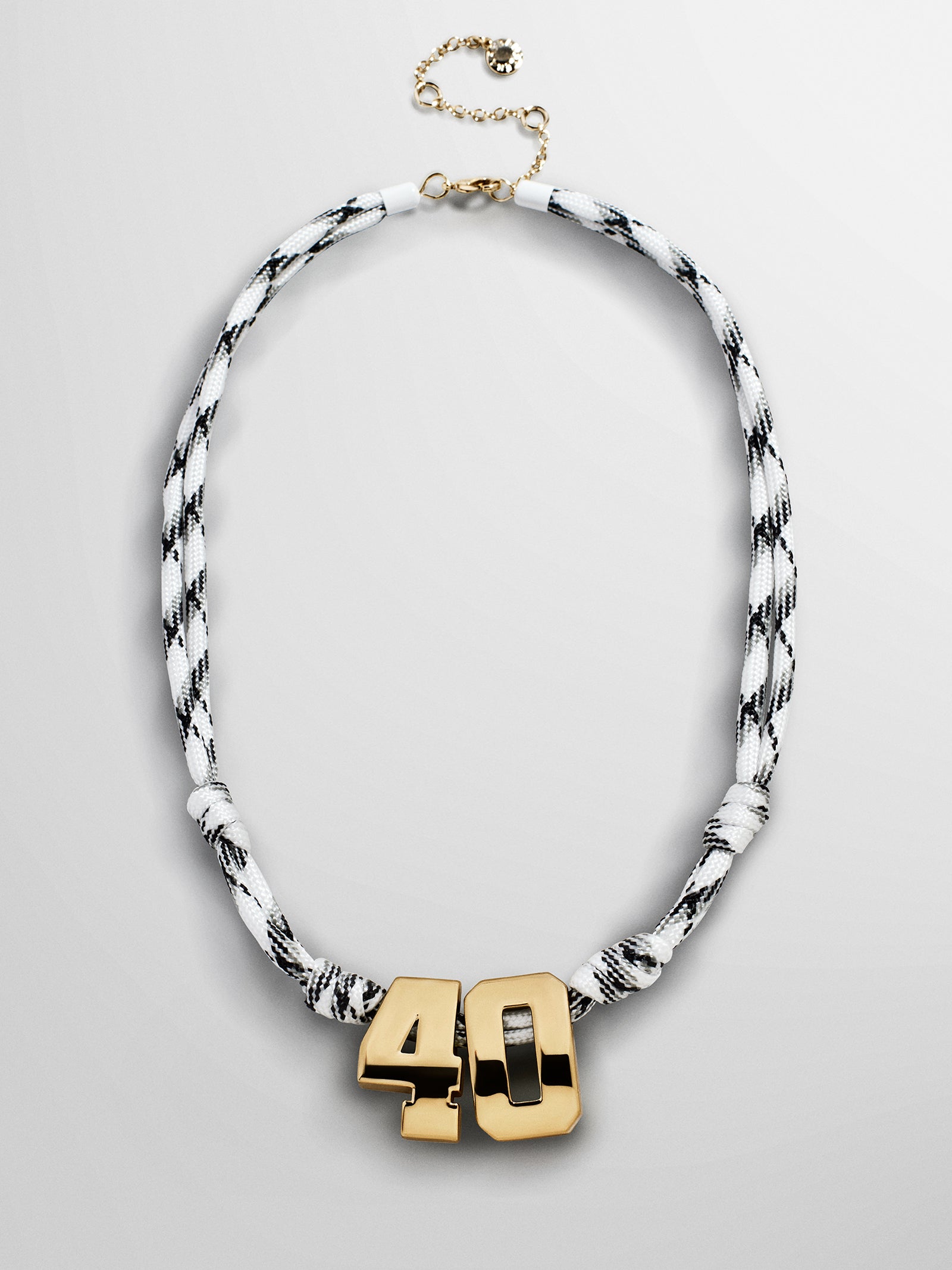 Knotty Varsity Custom Necklace - White/Onyx Double Digit