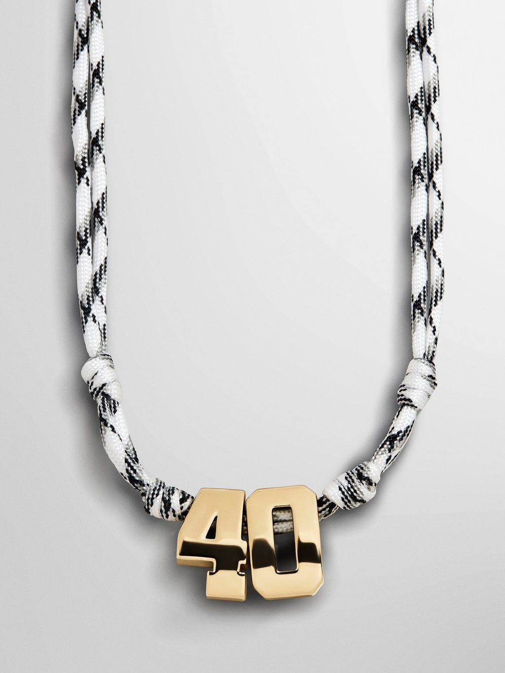Knotty Varsity Custom Necklace - White/Onyx Double Digit