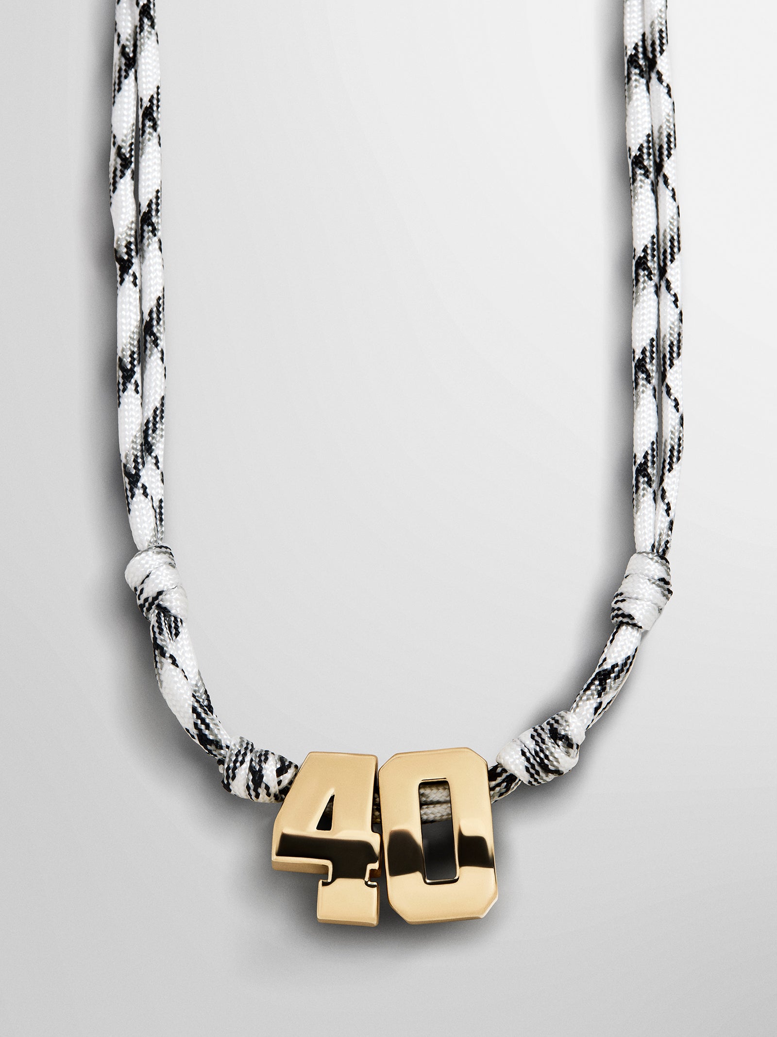 Knotty Varsity Custom Necklace - White/Onyx Double Digit