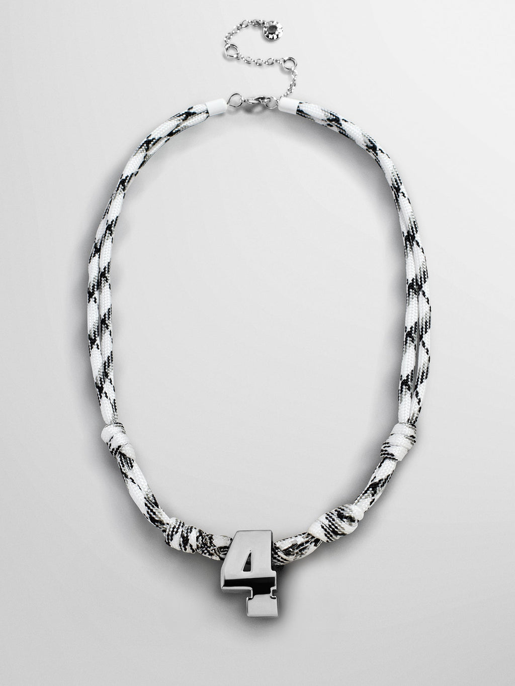 Knotty Varsity Custom Necklace - White/Onyx Single Digit