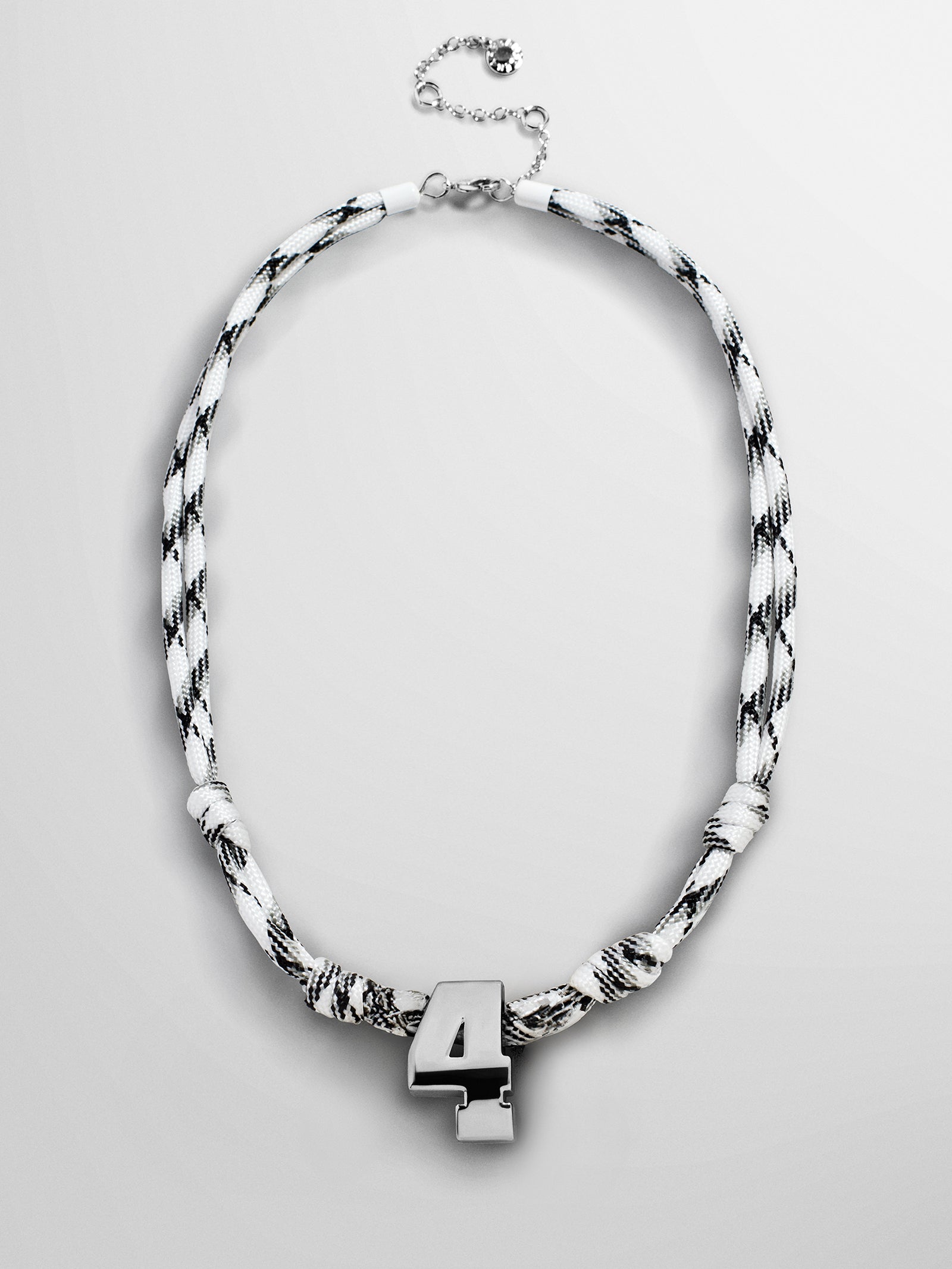Knotty Varsity Custom Necklace - White/Onyx Single Digit