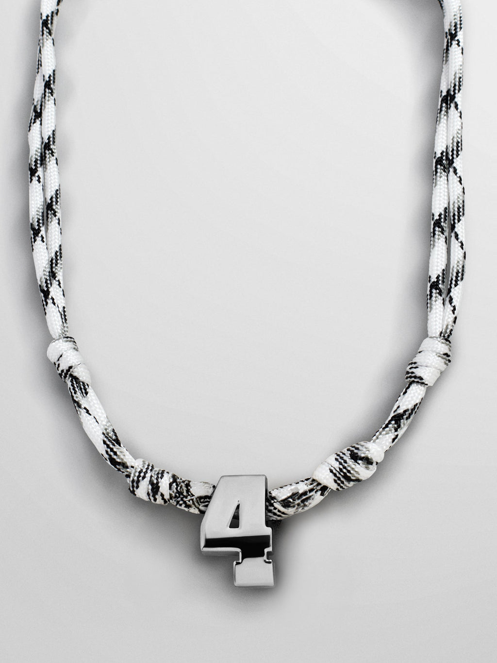 Knotty Varsity Custom Necklace - White/Onyx Single Digit