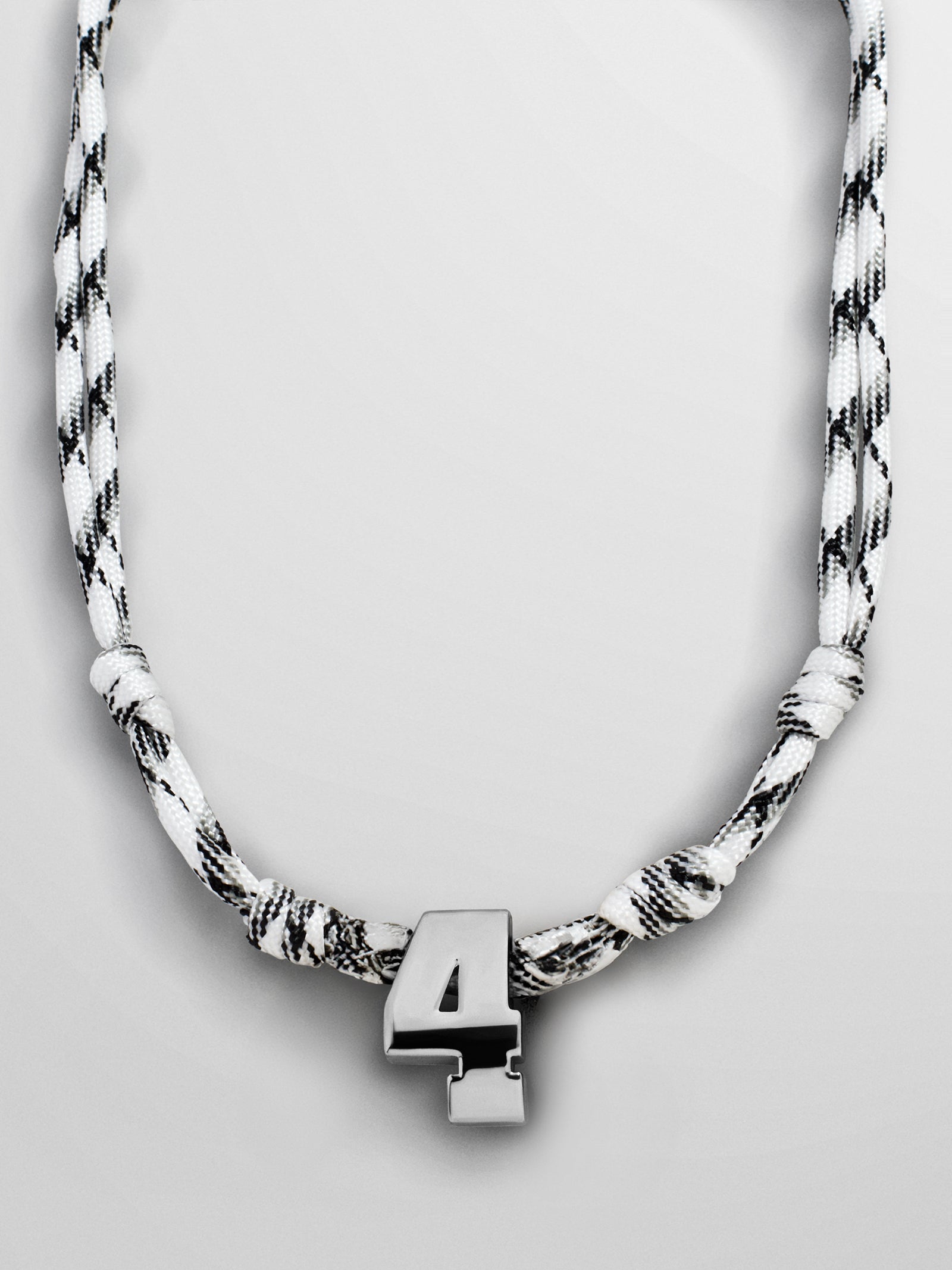 Knotty Varsity Custom Necklace - White/Onyx Single Digit