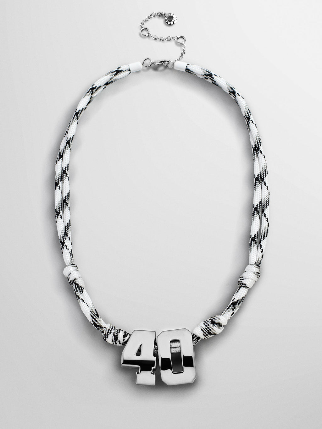 Knotty Varsity Custom Necklace - White/Onyx Double Digit