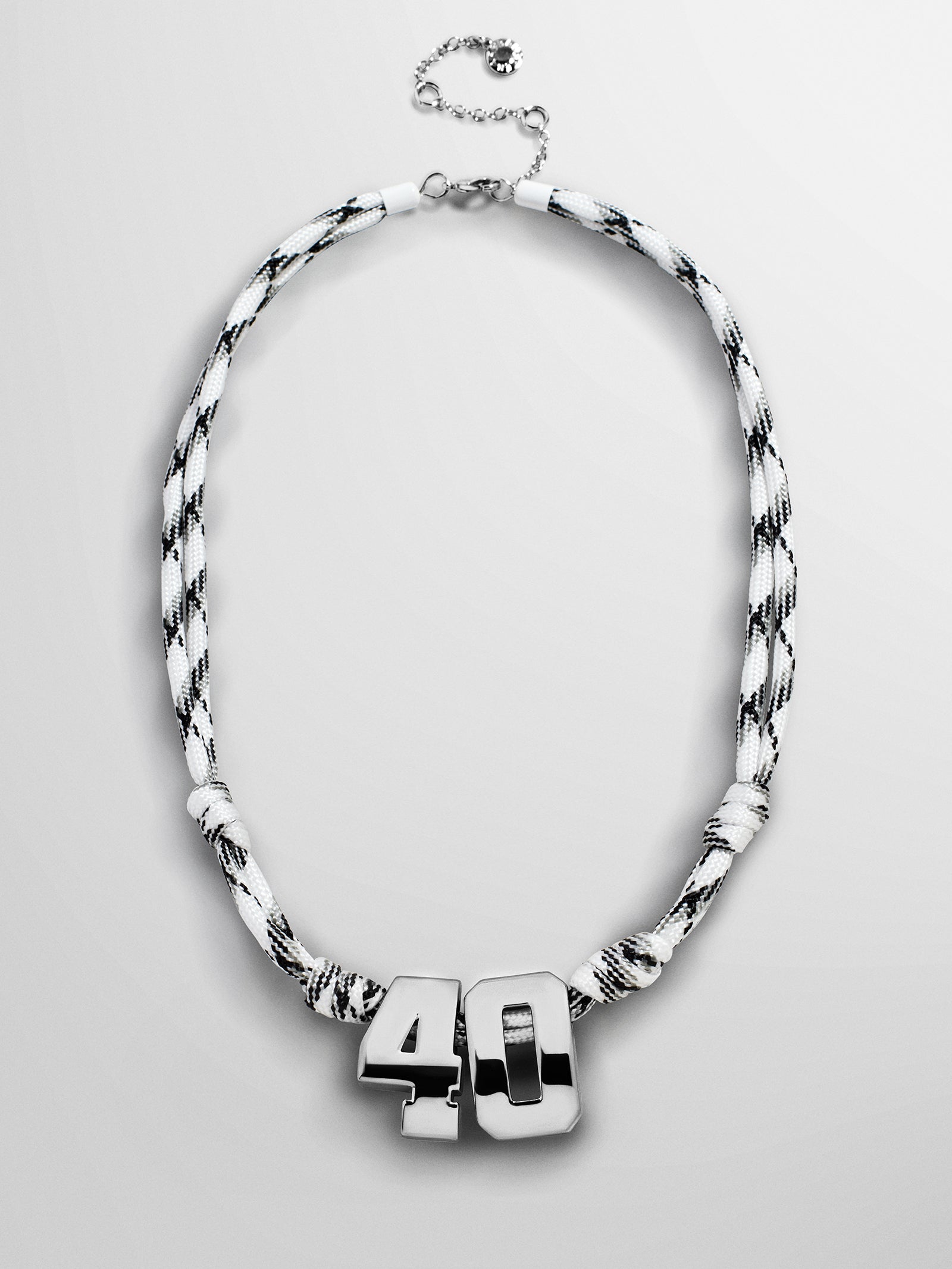 Knotty Varsity Custom Necklace - White/Onyx Double Digit