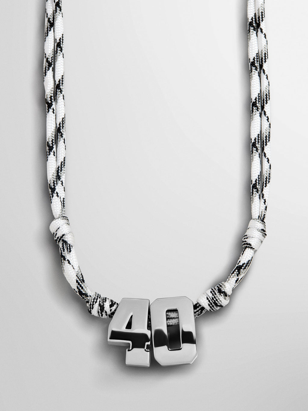 Knotty Varsity Custom Necklace - White/Onyx Double Digit