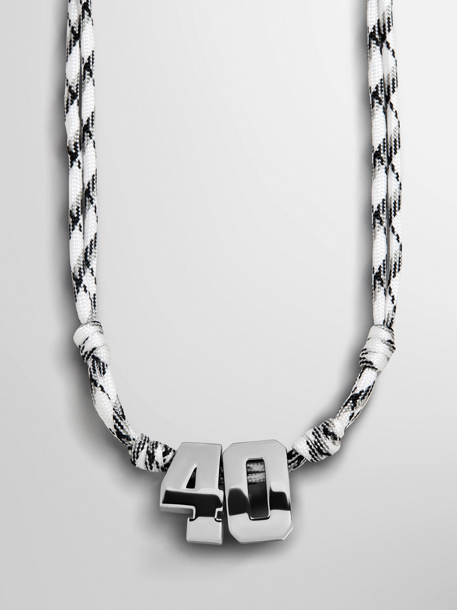 Knotty Varsity Custom Necklace - White/Onyx Double Digit