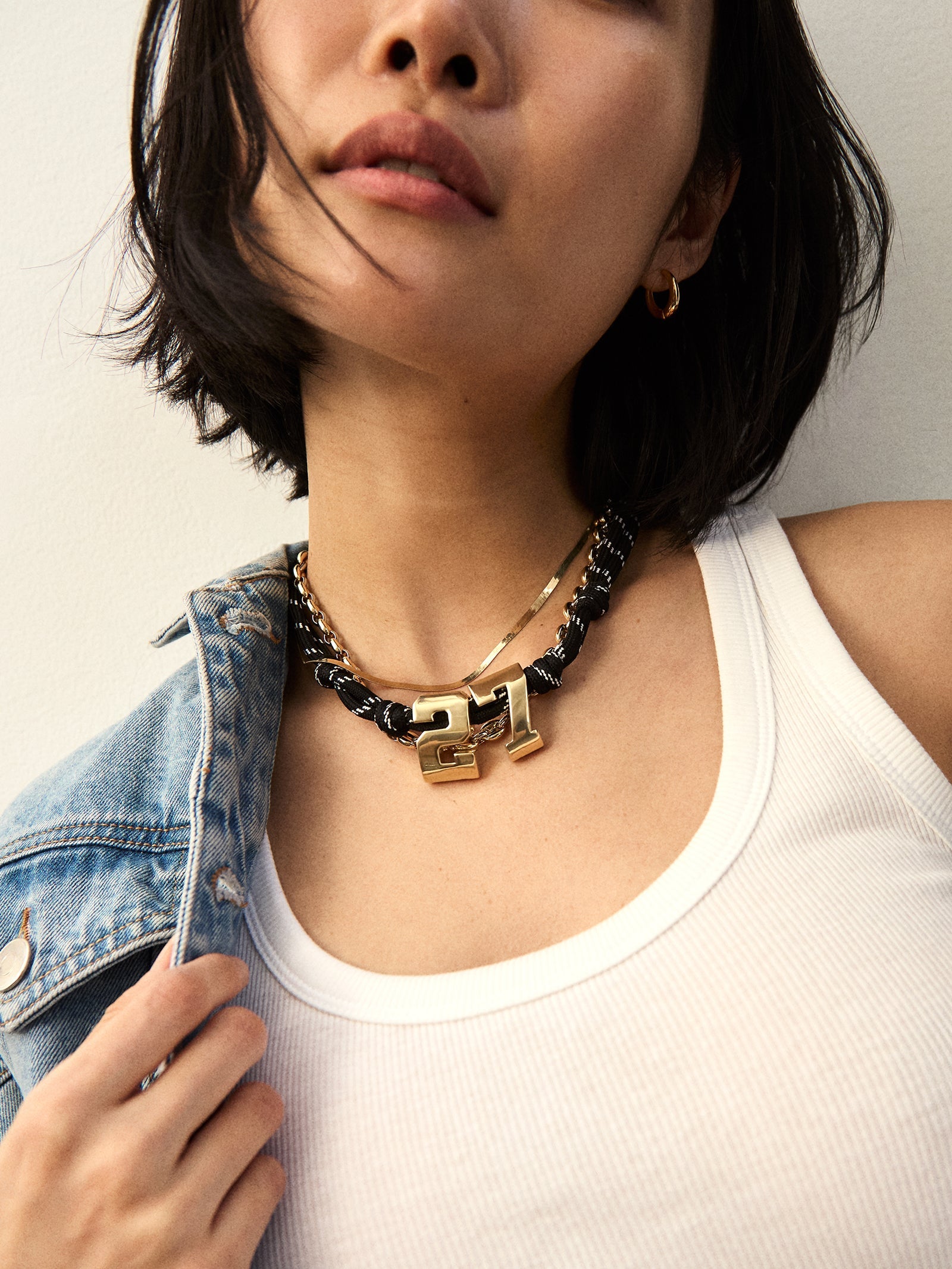 Knotty Varsity Custom Necklace - Onyx Double Digit