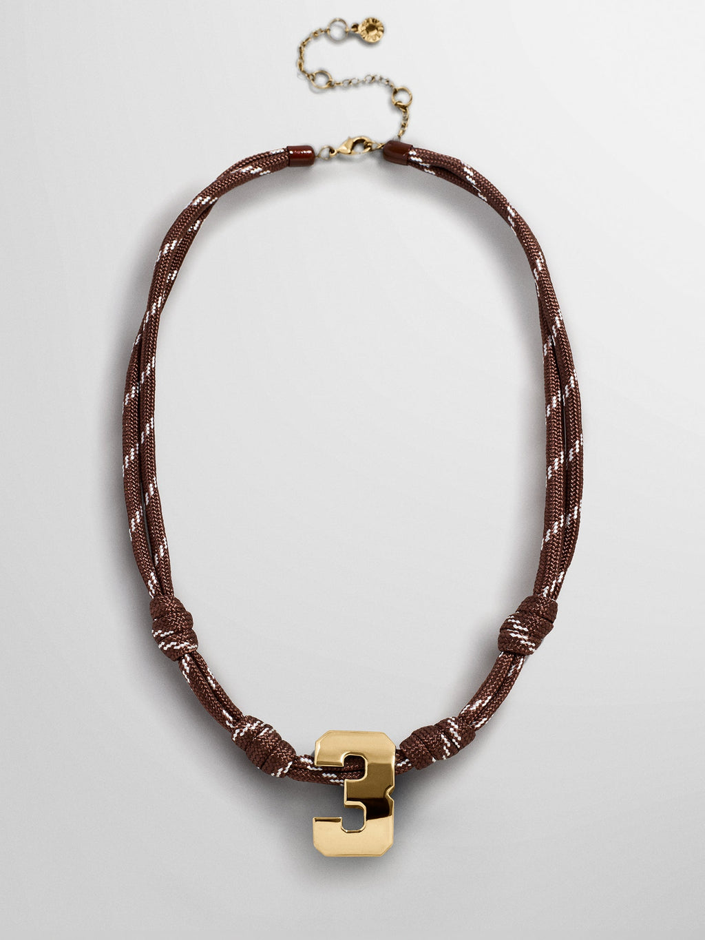 Knotty Varsity Custom Necklace - Mocha Brown Single Digit