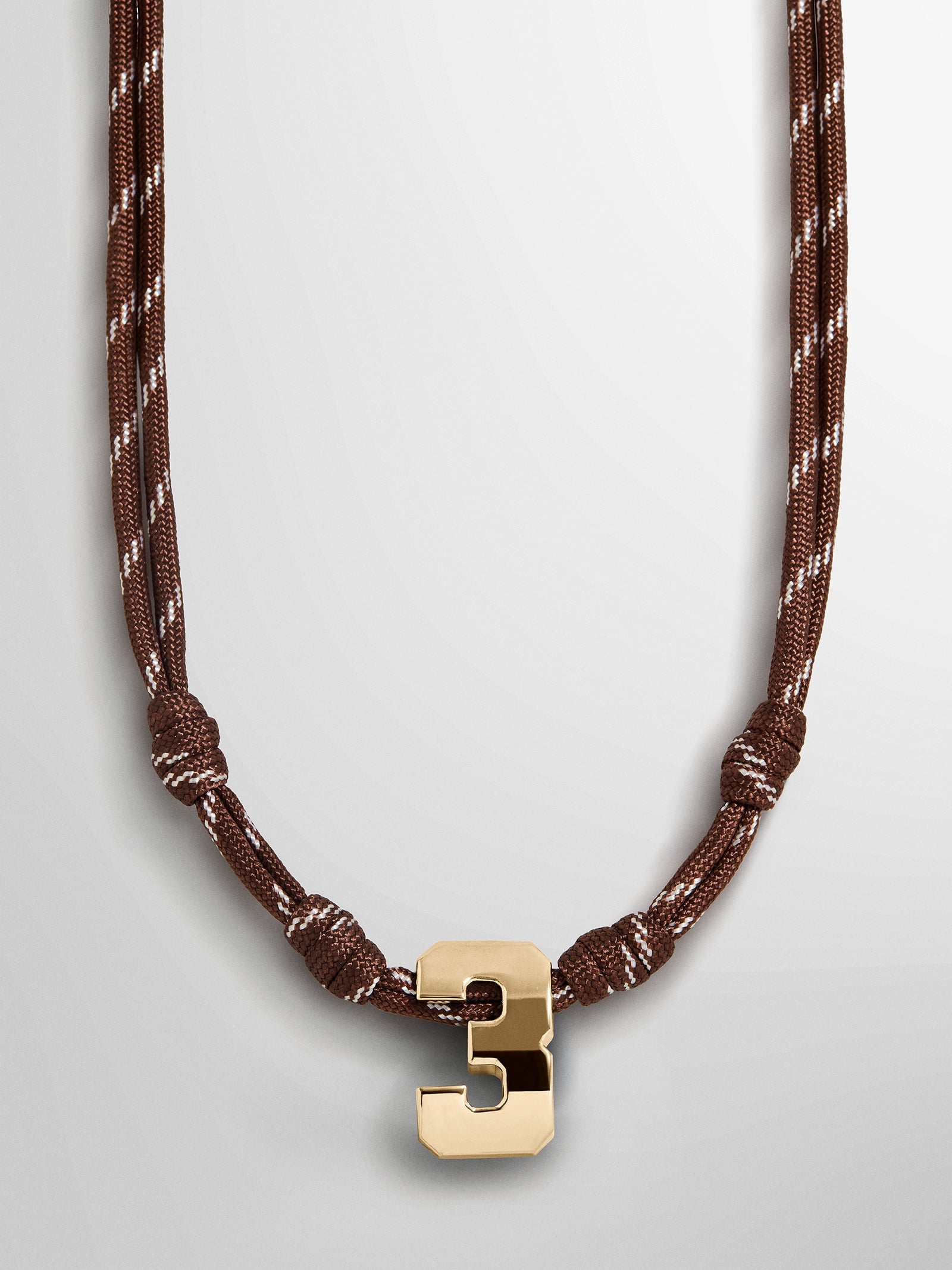 Knotty Varsity Custom Necklace - Mocha Brown Single Digit