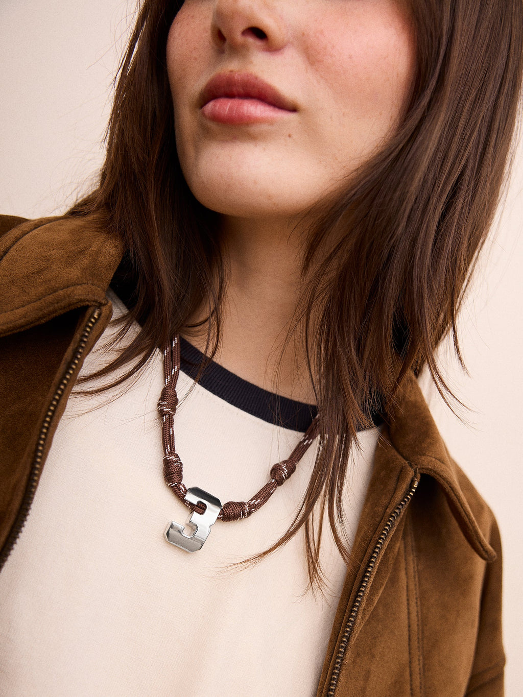 Knotty Varsity Custom Necklace - Mocha Brown Double Digit