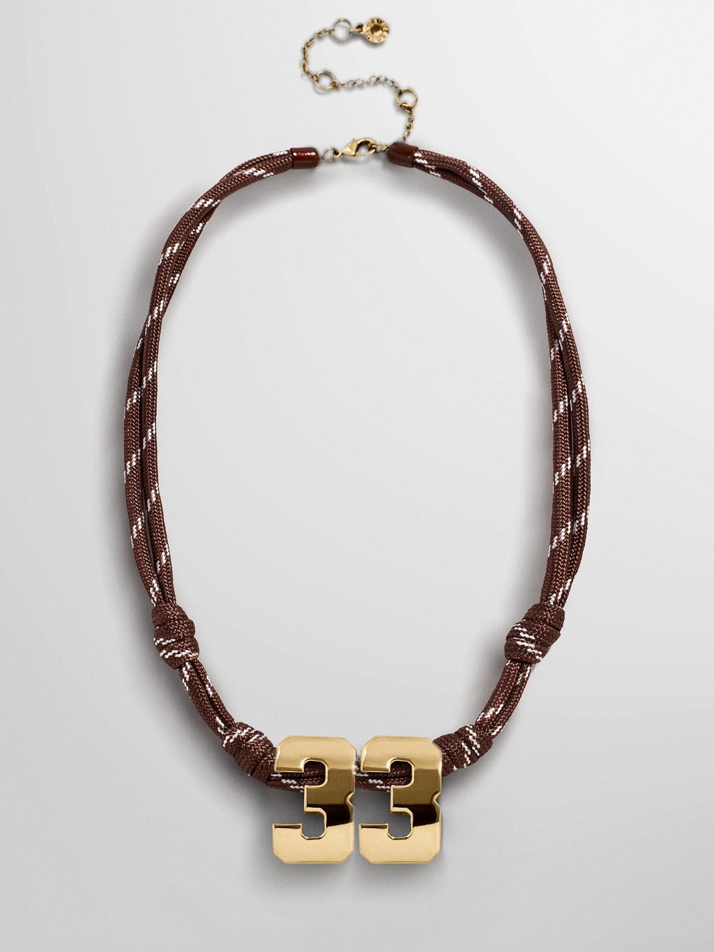 Knotty Varsity Custom Necklace - Mocha Brown Double Digit