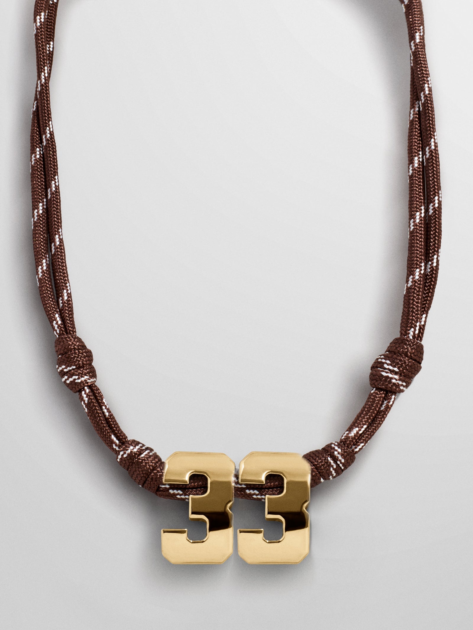Knotty Varsity Custom Necklace - Mocha Brown Double Digit