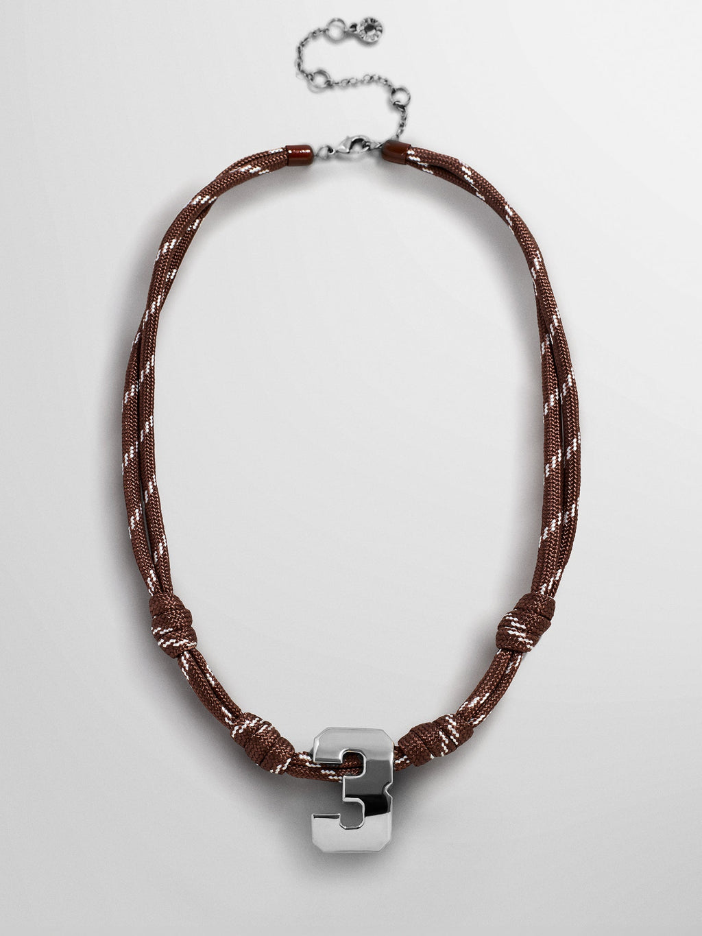 Knotty Varsity Custom Necklace - Mocha Brown Single Digit