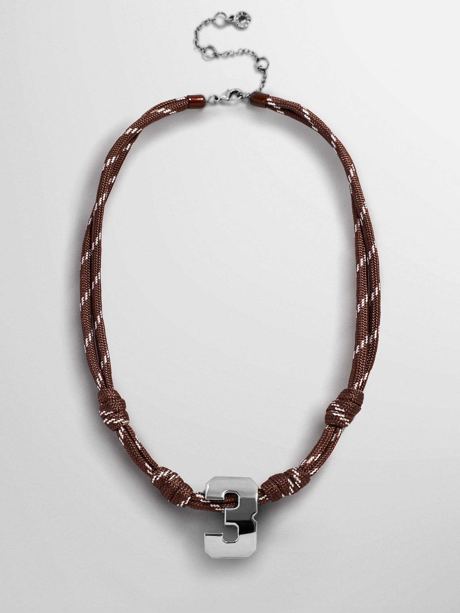 Knotty Varsity Custom Necklace - Mocha Brown Single Digit
