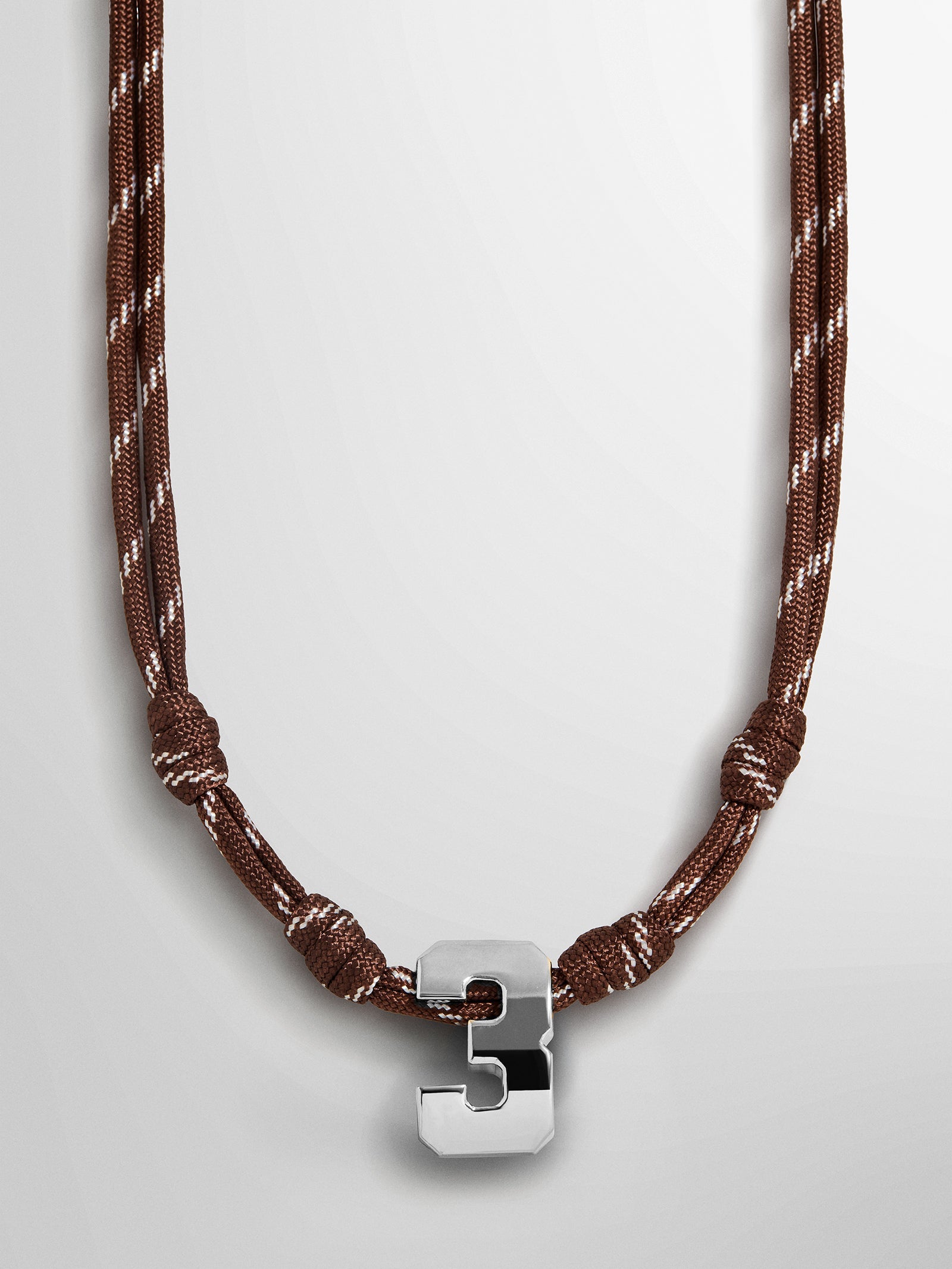 Knotty Varsity Custom Necklace - Mocha Brown Single Digit