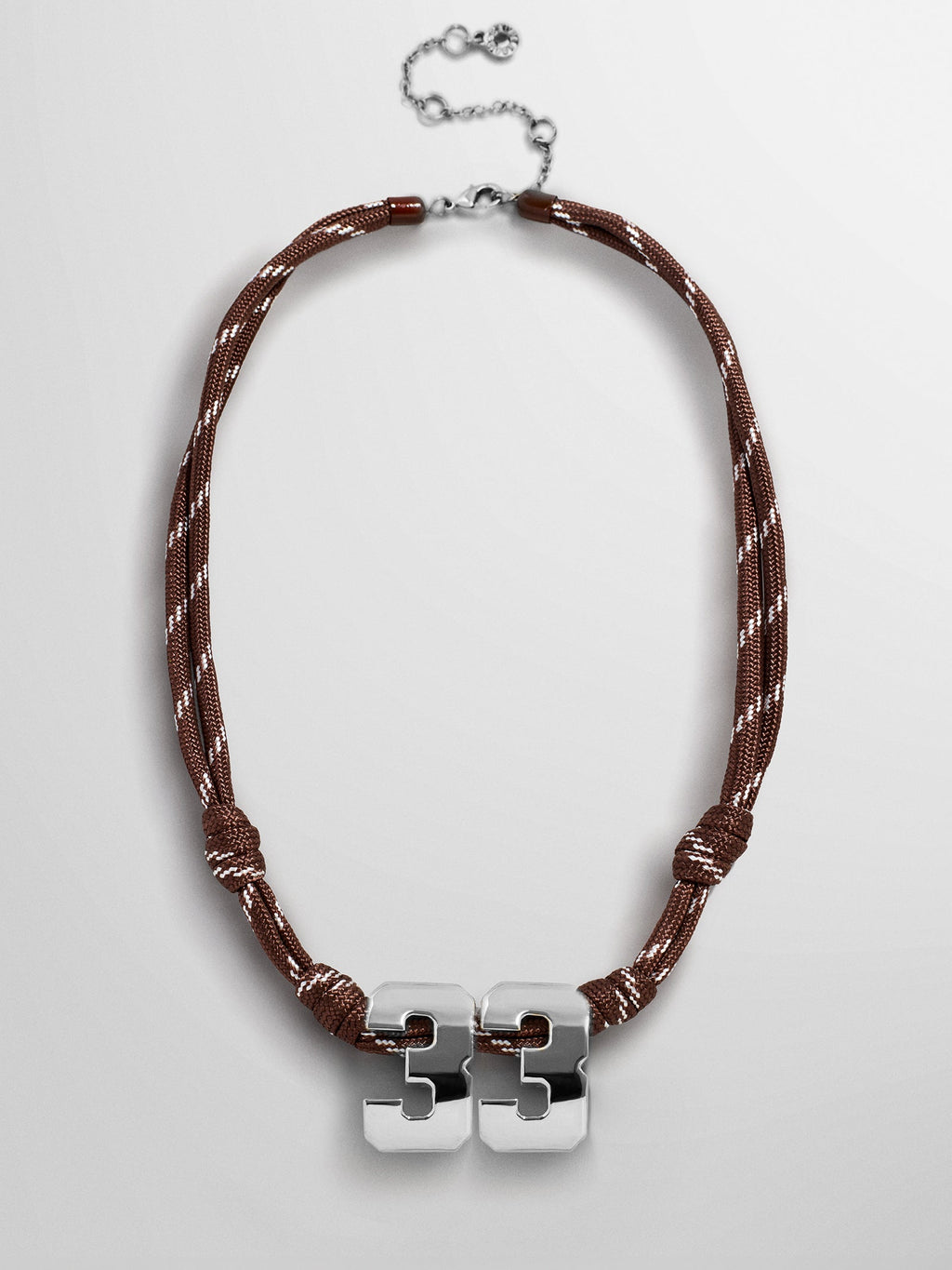 Knotty Varsity Custom Necklace - Mocha Brown Double Digit