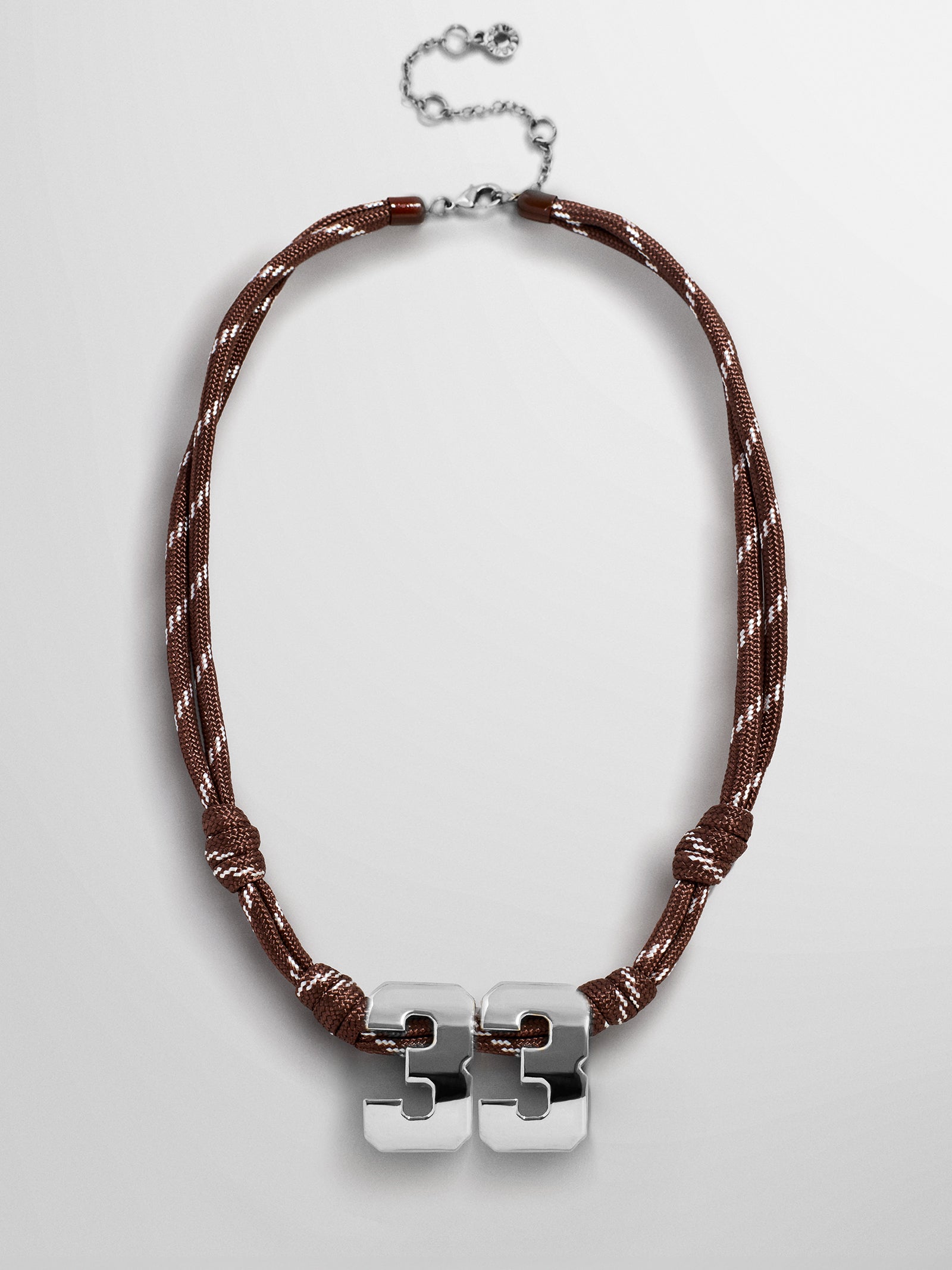 Knotty Varsity Custom Necklace - Mocha Brown Double Digit